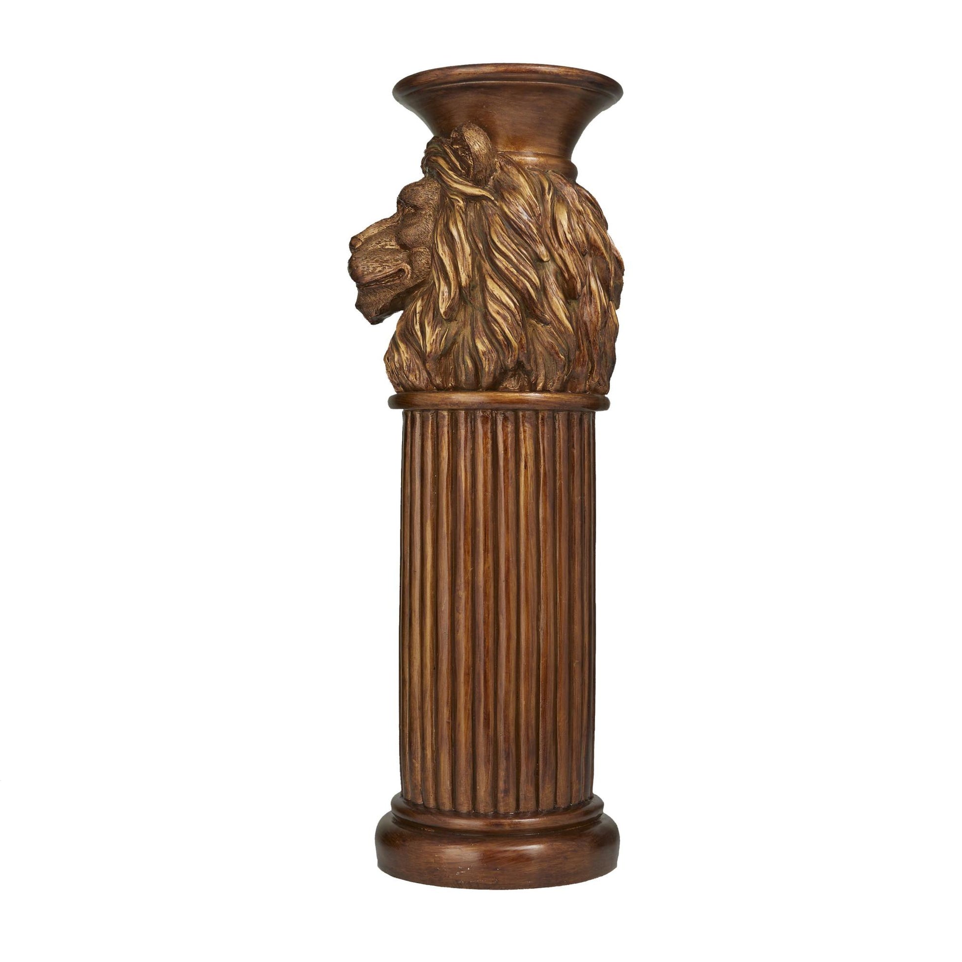 Lion Bronze Polystone Side End Pedestal Table