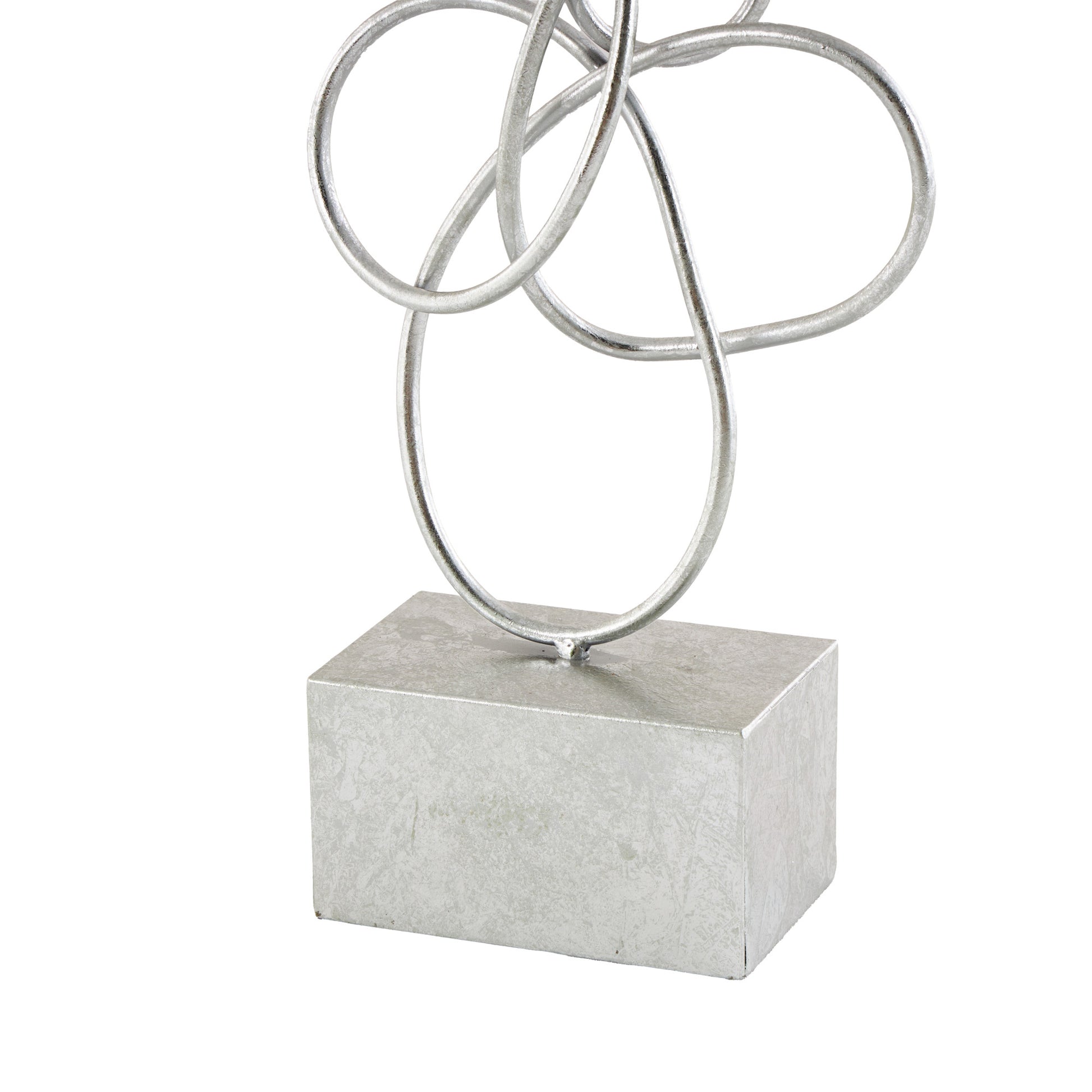 Abstract Silver Metal Swirl Decorative Sculpture