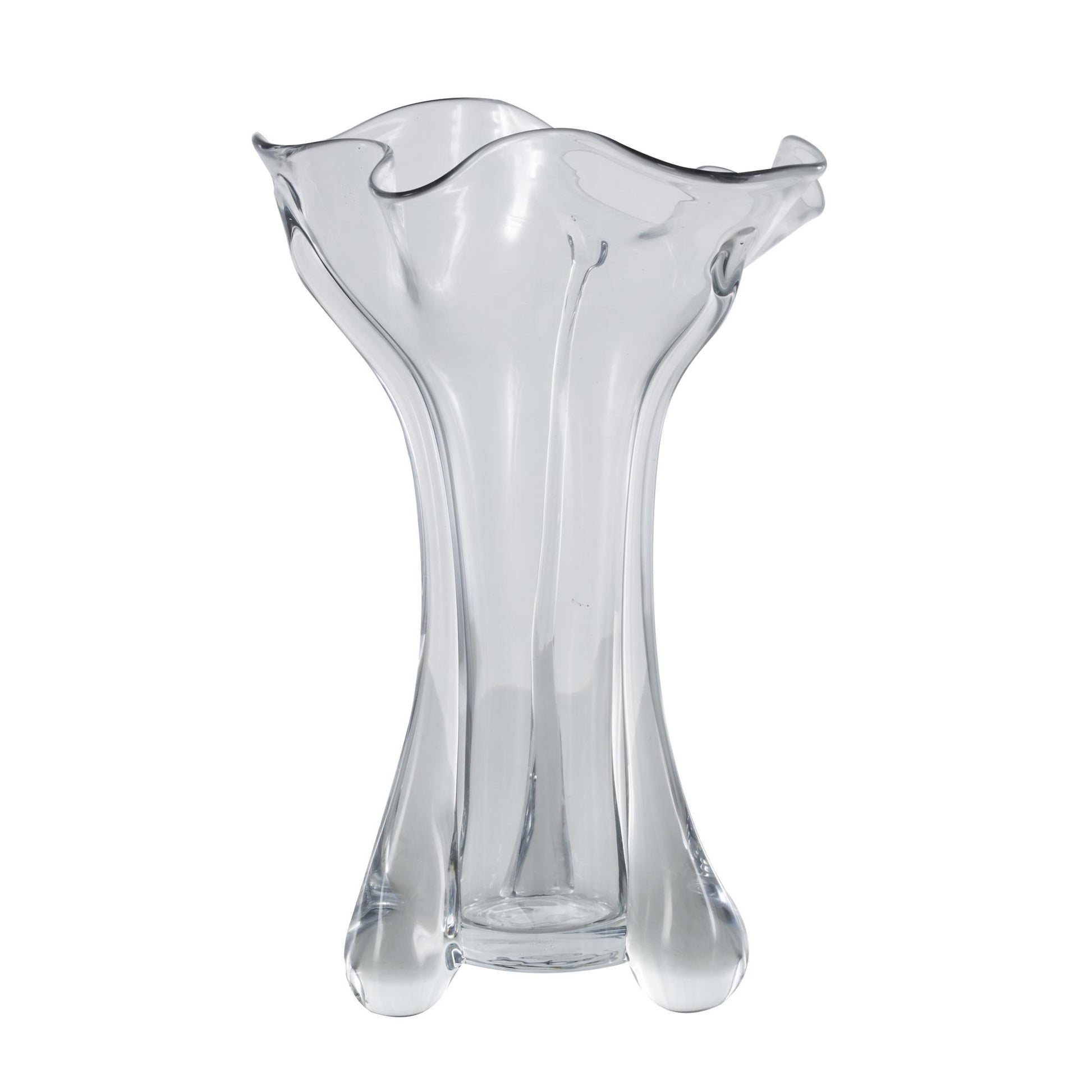 Abstract Clear Glass Fluted Tulip Decorative Vase