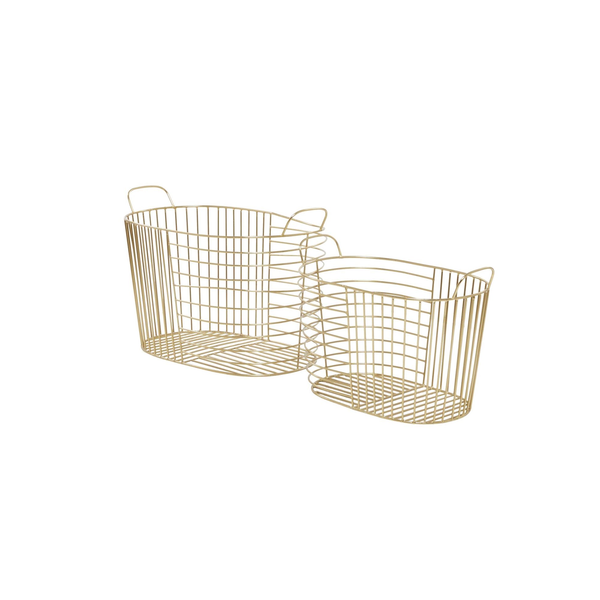CosmoLiving by Cosmopolitan Set of 2 Metal Wire Oval Decorative and Functional Storage Basket with Handles