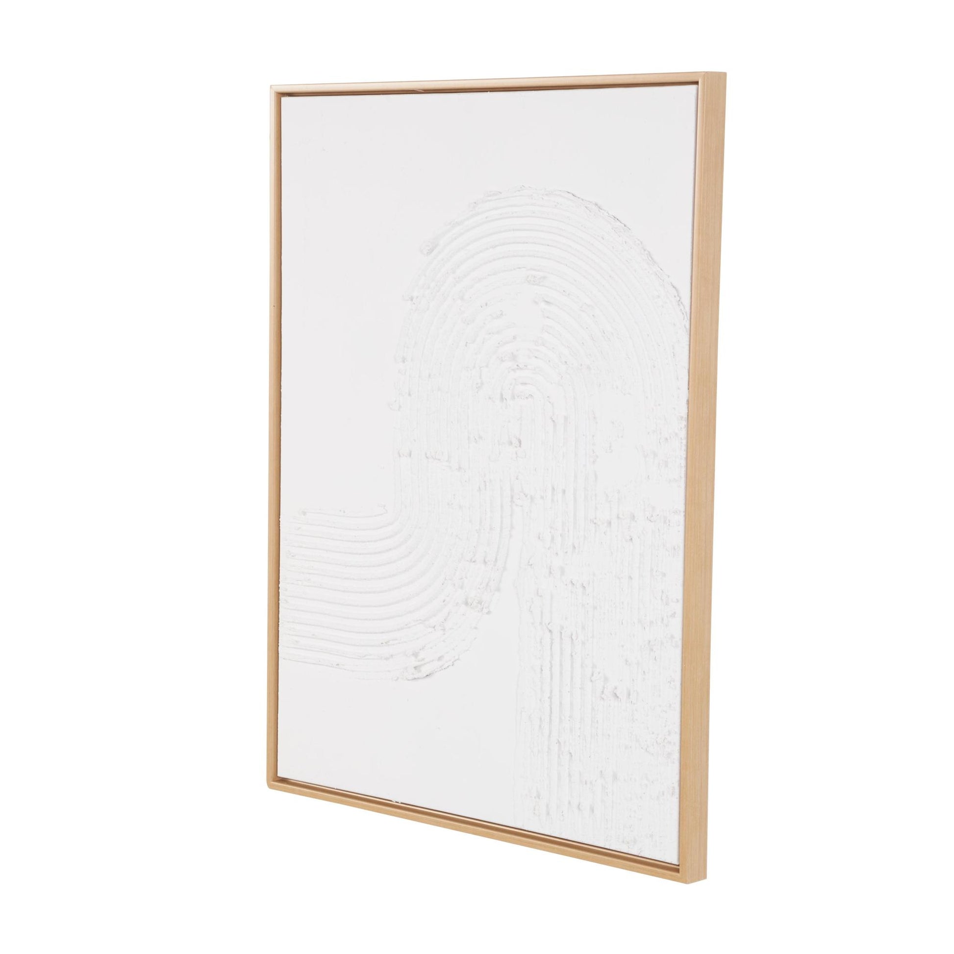 Abstract White Canvas Living Room Framed Wall Art with Brown Frame