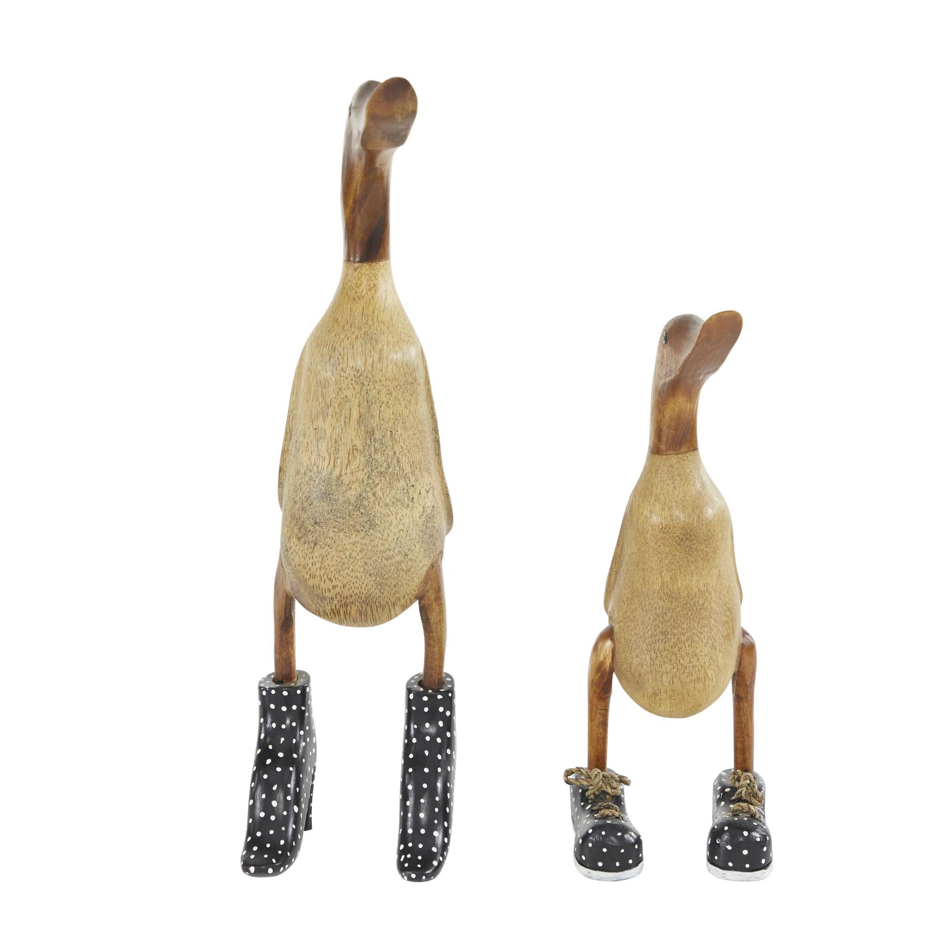 Set of 2 Duck Bamboo Wood Decorative Sculpture Set of 2 17", 11"H