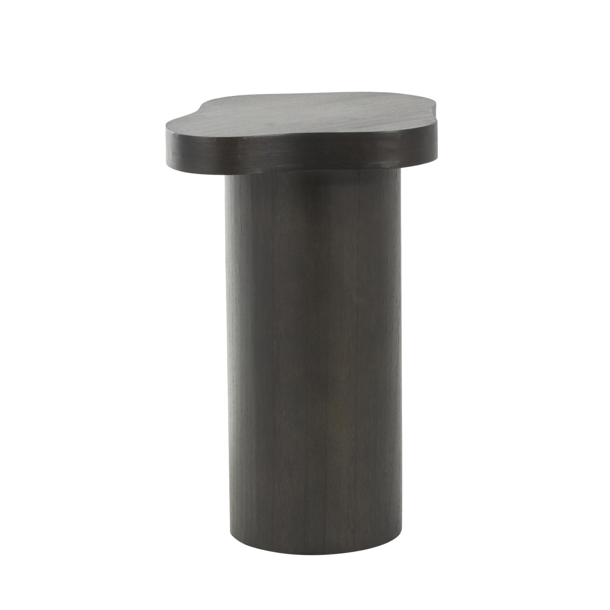 Wood Pedestal Side End Accent Table with Rounded Square Top