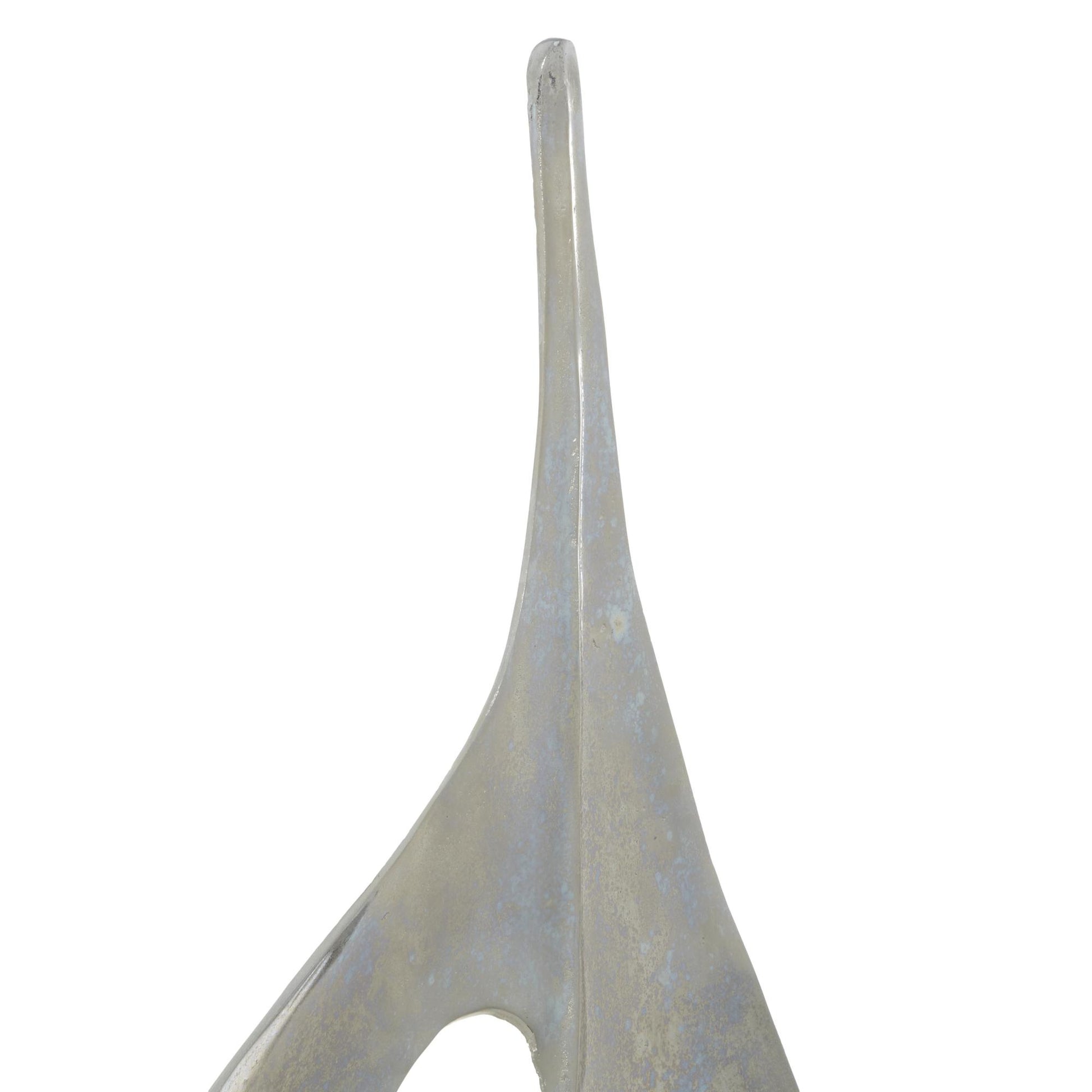 Sail Boat Silver Aluminum Metal Decorative Sculpture