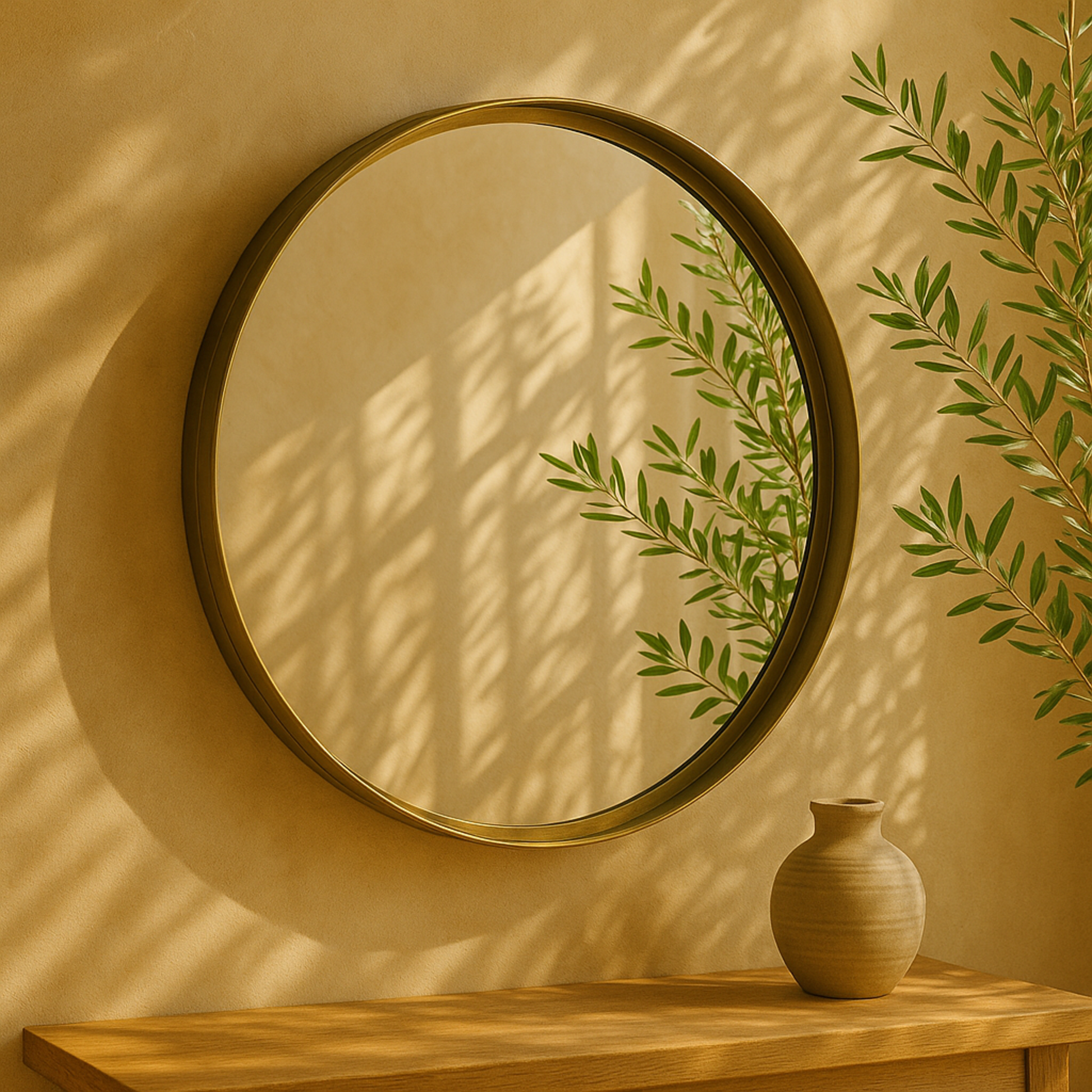 Metal Room Wall Mirror with Thin Frame 32" x 3" x 32"