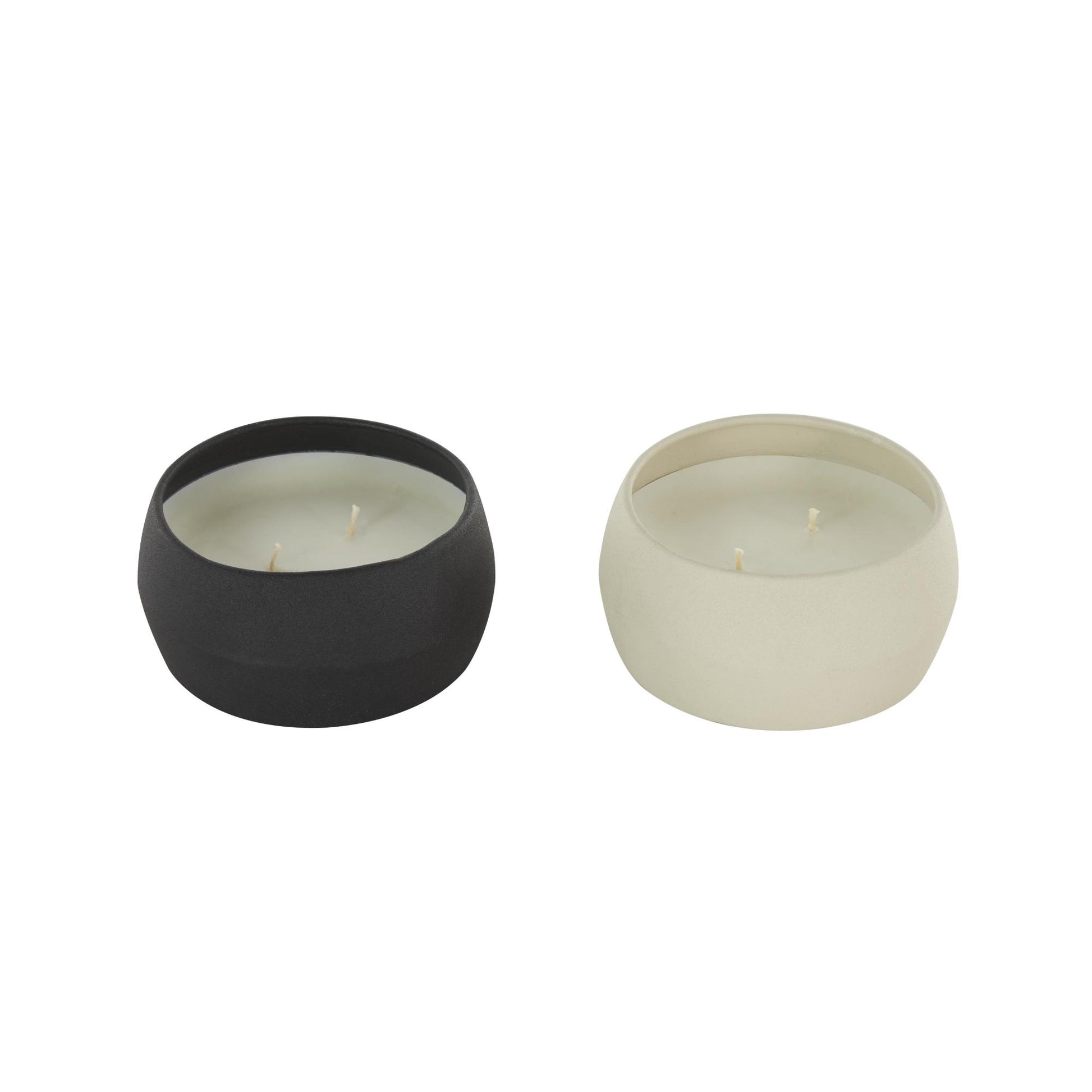 Set of 2 Metal Apple Cinnamon / Creamy Vanilla Swirl Scented Textured 9oz 2 Wick Decorative Candle with White Wax