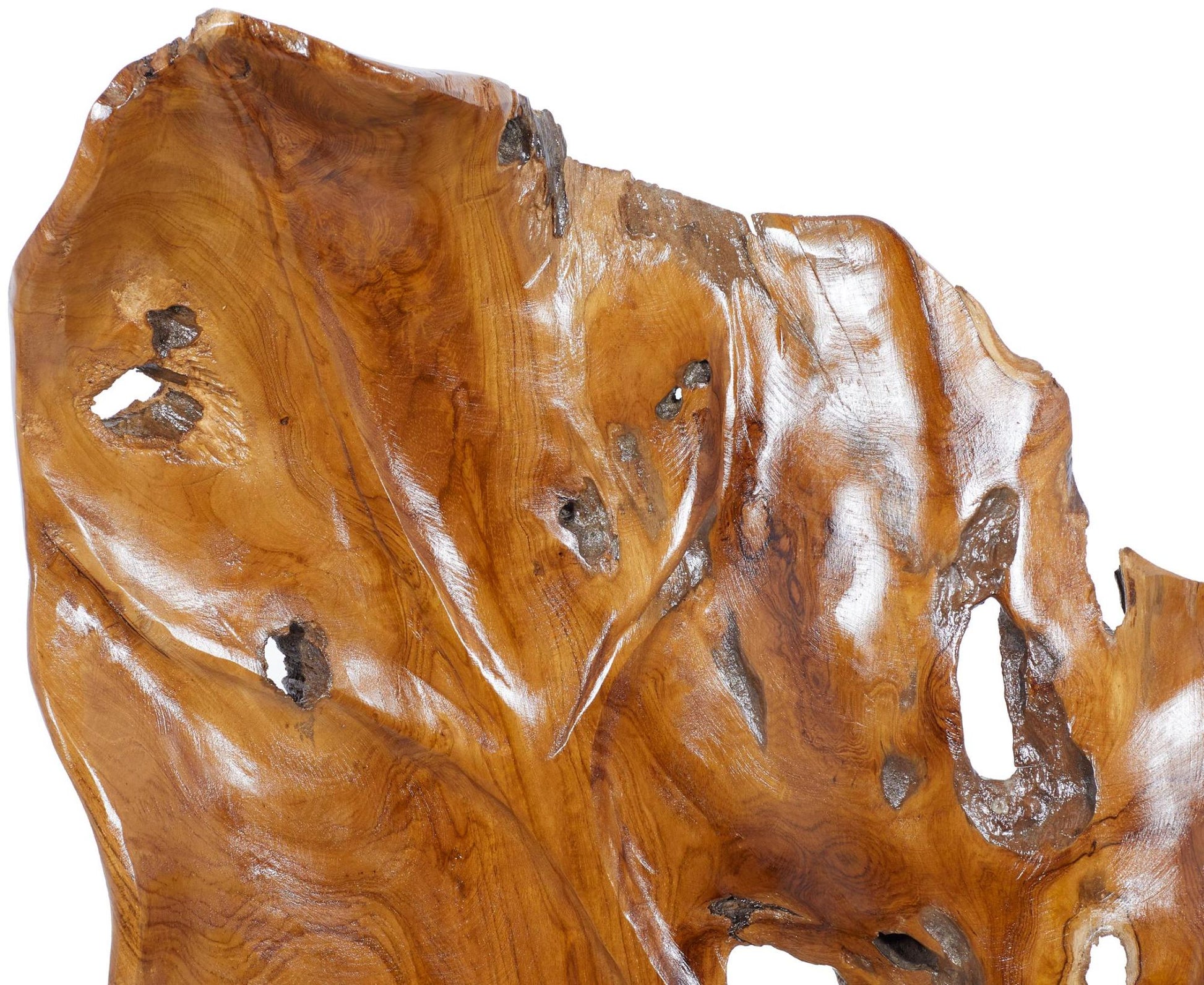 Leaf Brown Teak Wood Handmade Live Edge Decorative Sculpture
