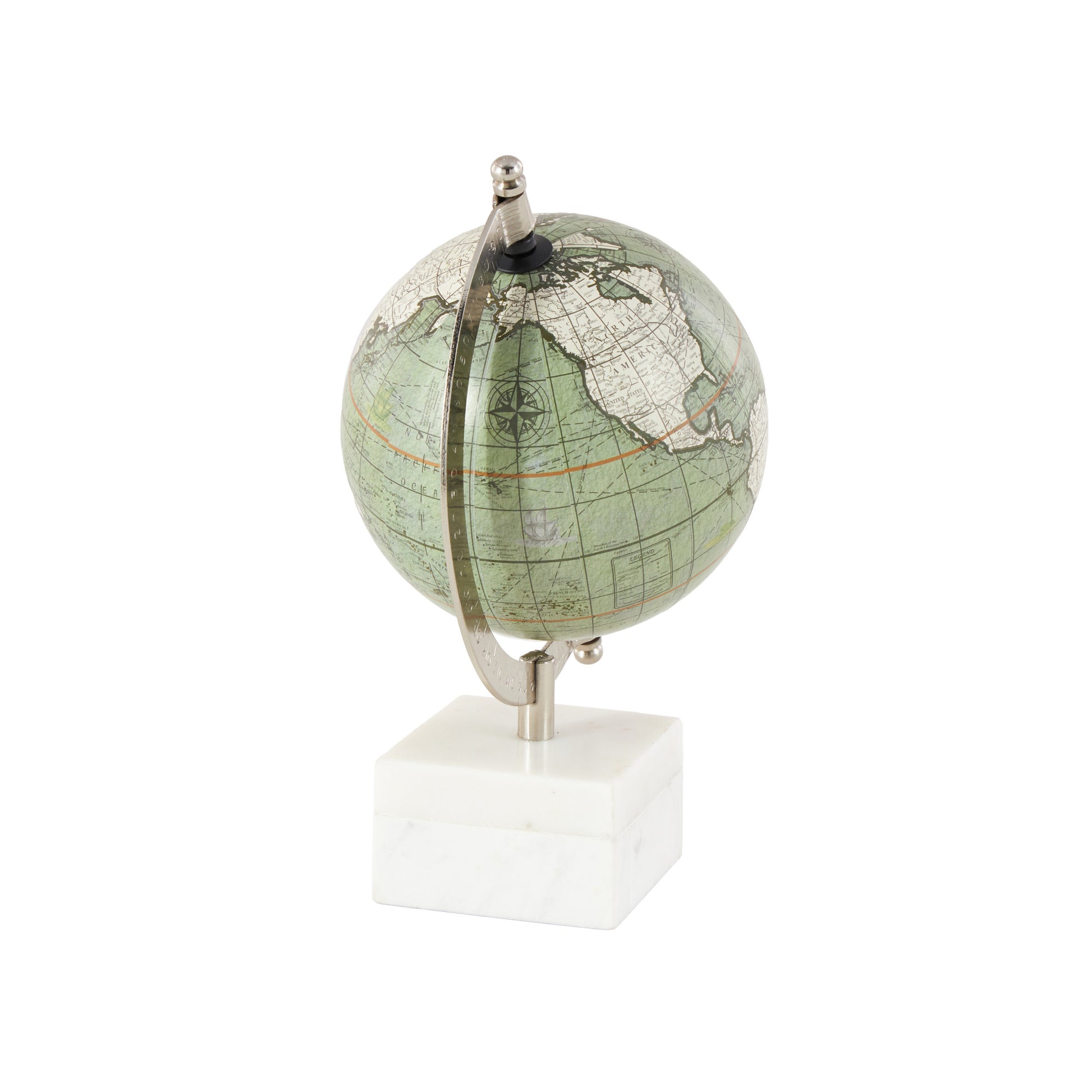 World Map White Marble Educational/Geographic Earth Globe with Marble Base