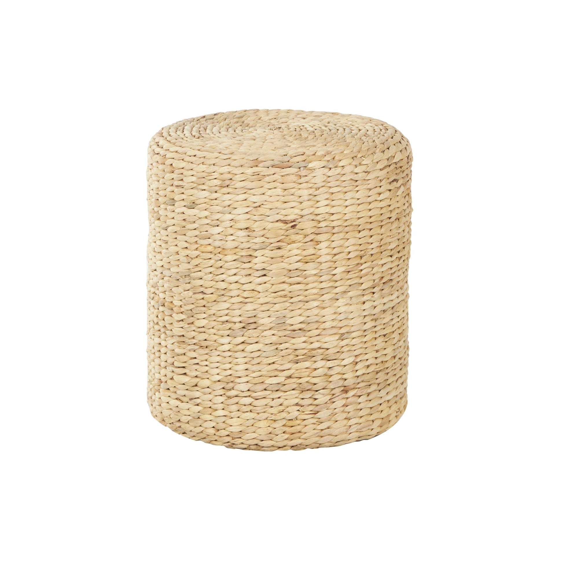 Brown Seagrass Handmade Woven Drum Side End Accent Table