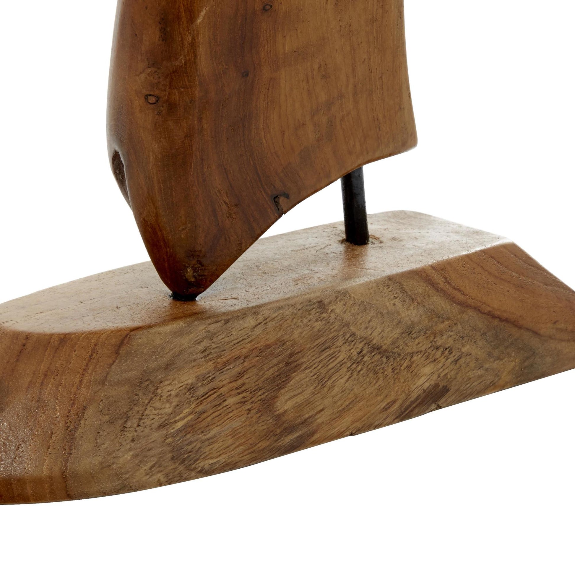 Set of 3 Sail Boat Brown Teak Wood Handmade Decorative Sculpture