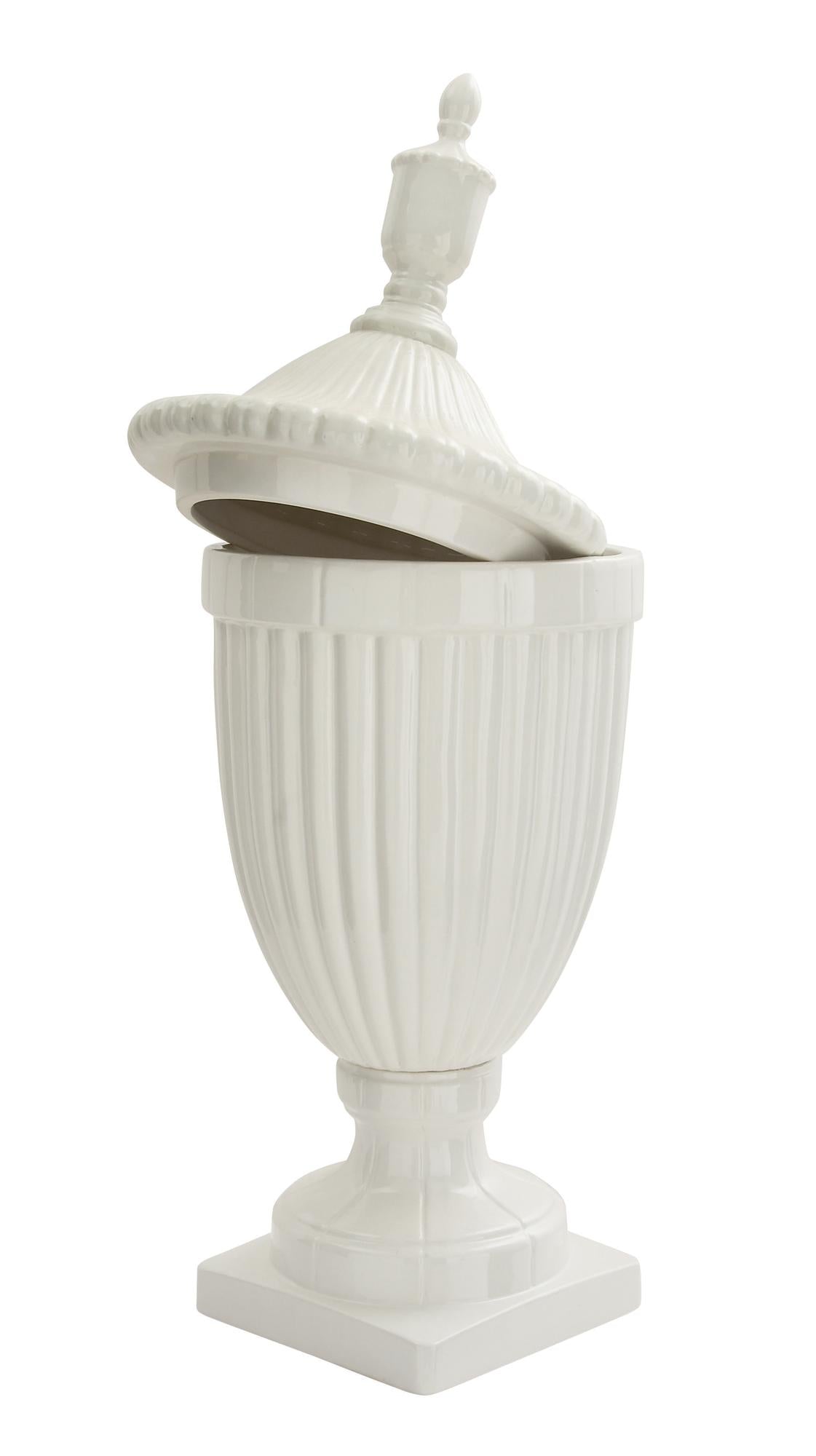 Ceramic Tall Fluted Urn Living Room Decorative Jars with Grooves and Lid