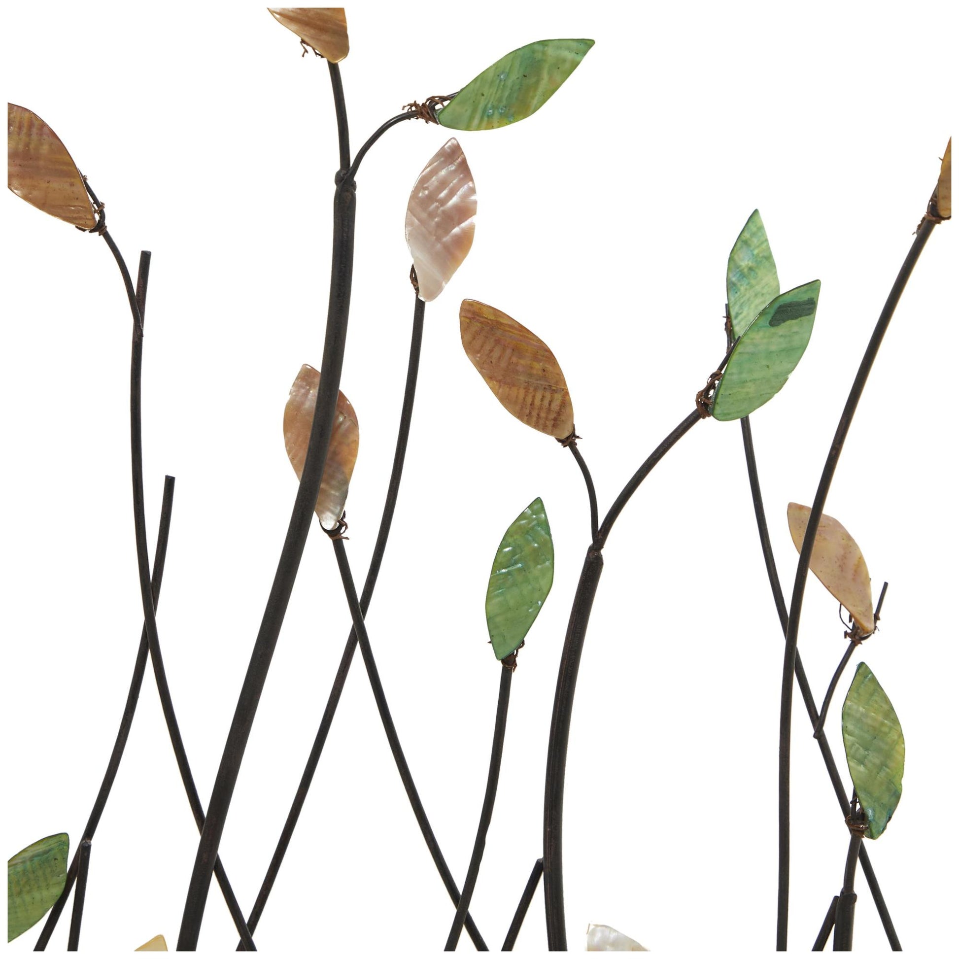 Leaf Black Metal Decorative Sculpture with Black Base