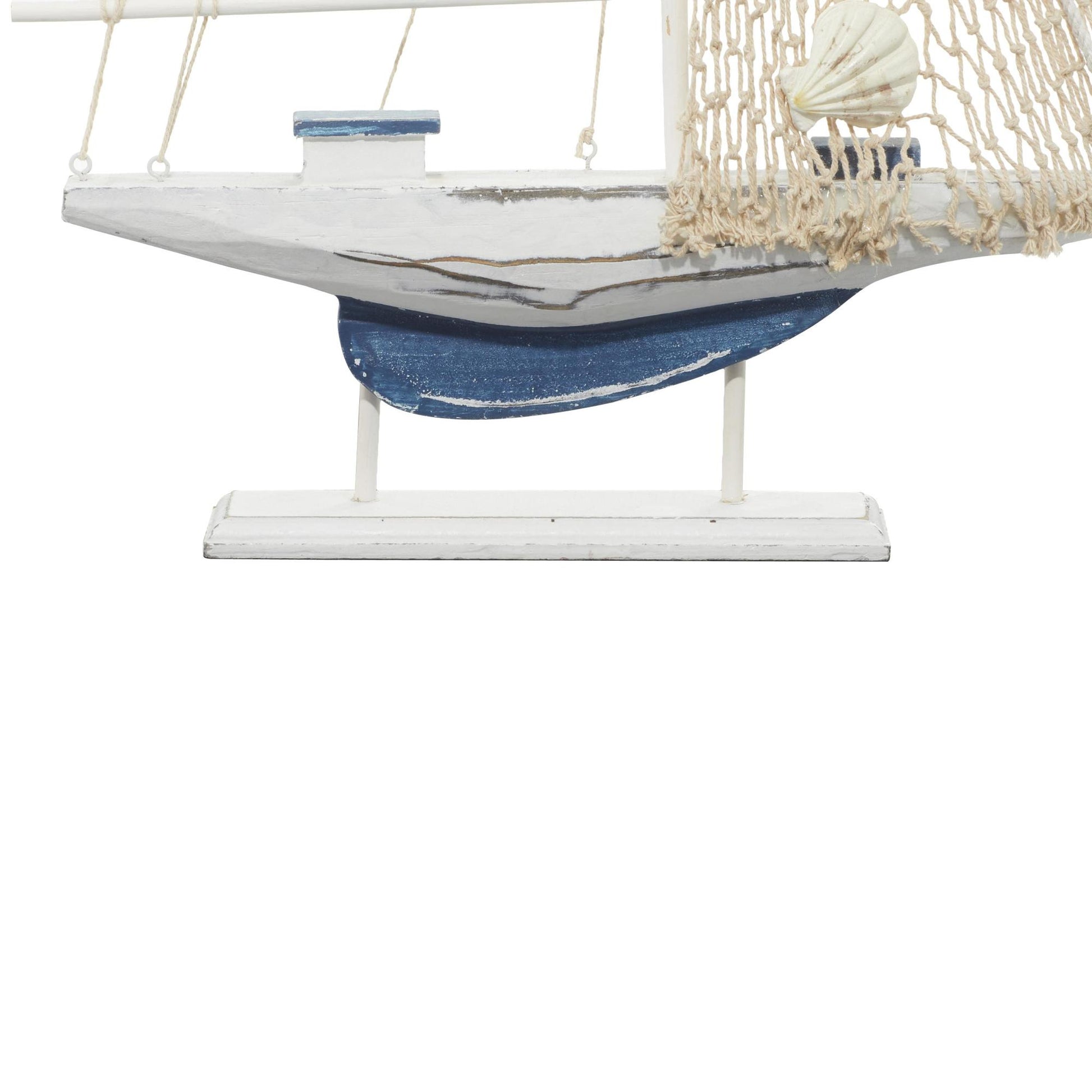 Set of 2 Sail Boat White Wood Handmade Decorative Sculpture