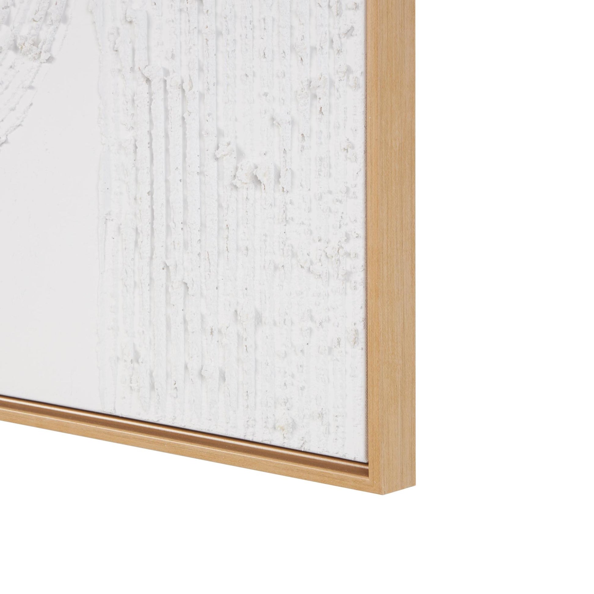 Abstract White Canvas Living Room Framed Wall Art with Brown Frame