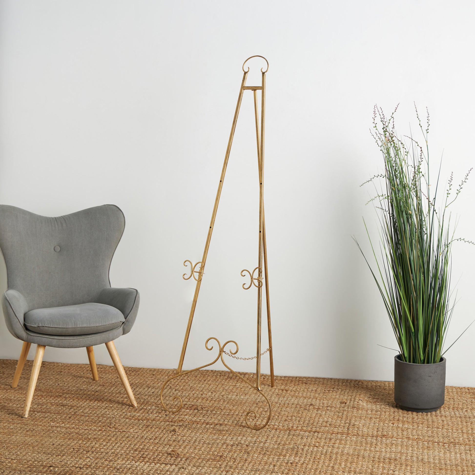 Scroll Metal Tall Adjustable Floor 3 Tier Display Easel
