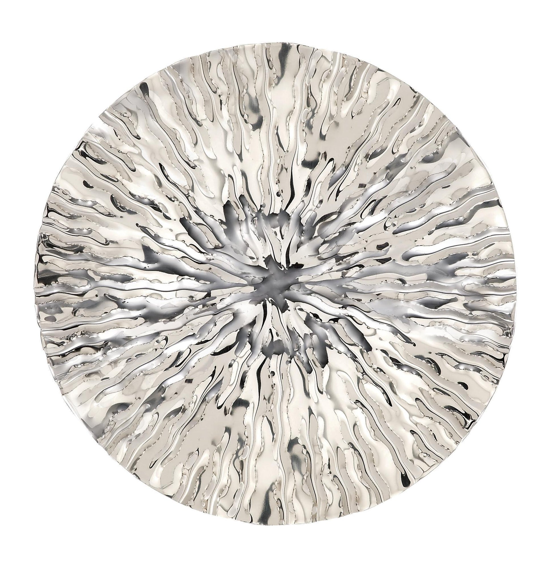 Set of 9 Plate Silver Stainless Steel Metal Home Wall Decor with Hammered Design