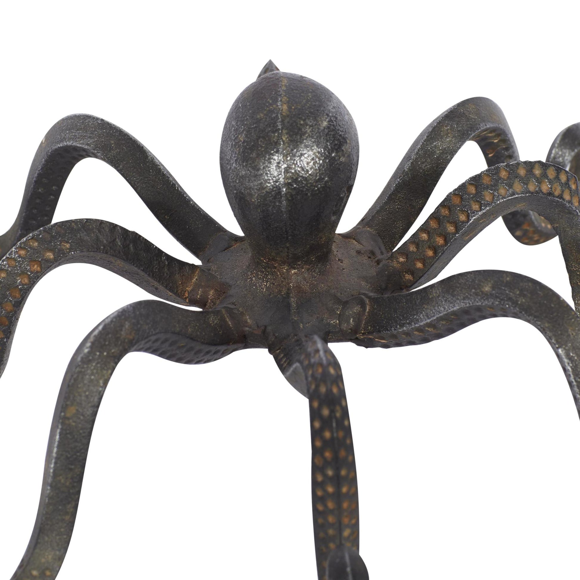 Octopus Black Metal Decorative Sculpture with Long Tentacles and Suctions Detailing