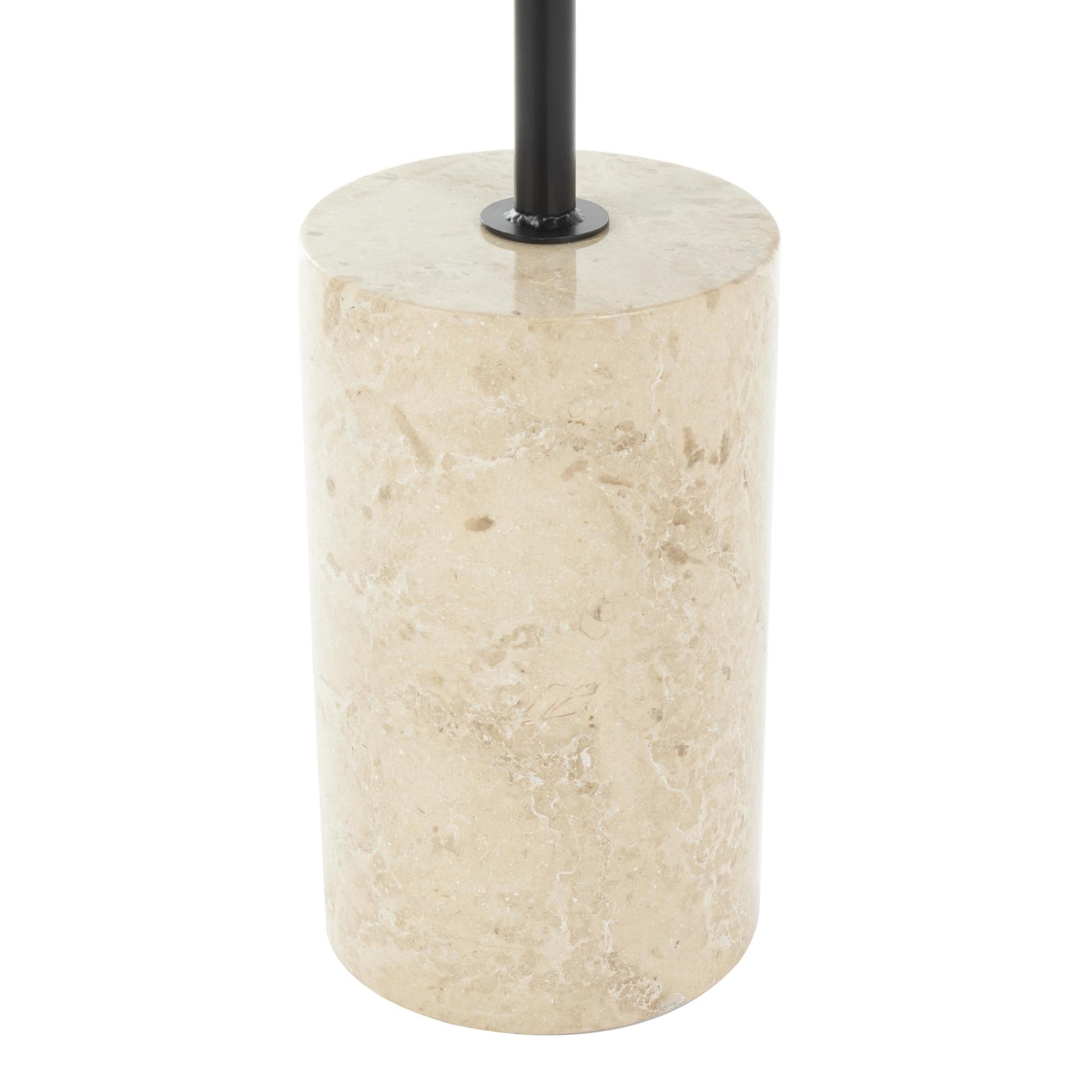 Geometric Black Wood Side End Accent Table with Ivory Marble Base