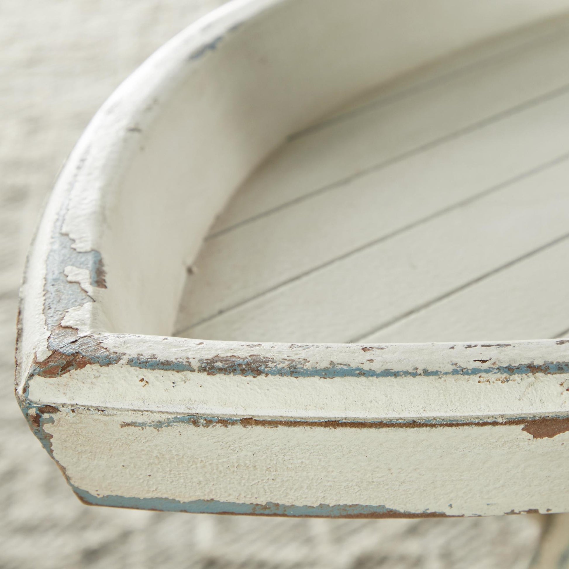 Boat White Wood Tray Top Side End Accent Table with Oar Inspired Legs