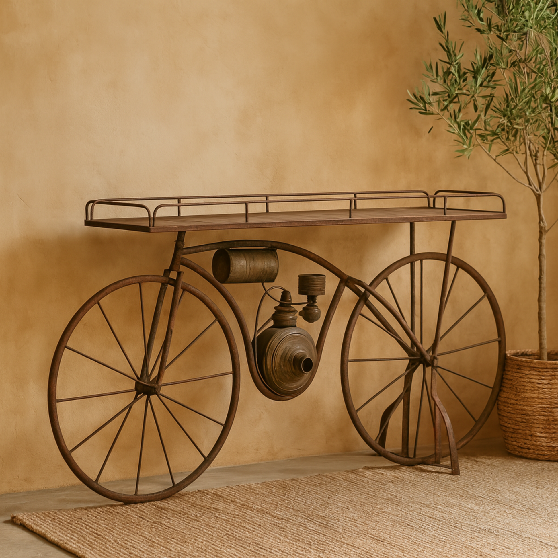 Bike Bronze Metal Weathered Vintage Indoor Outdoor Plantstand