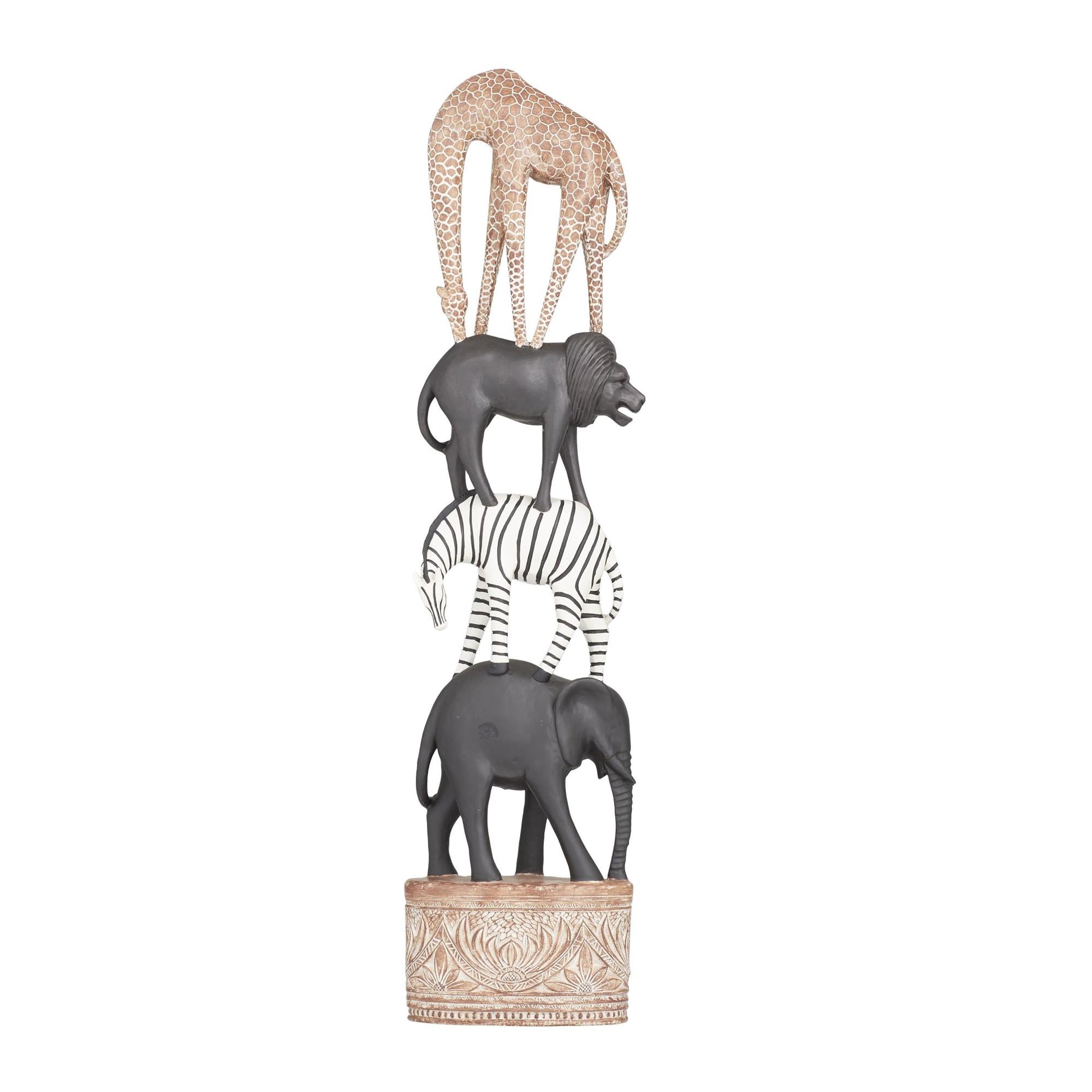 Safari Animals Multi Colored Polyresin Decorative Sculpture