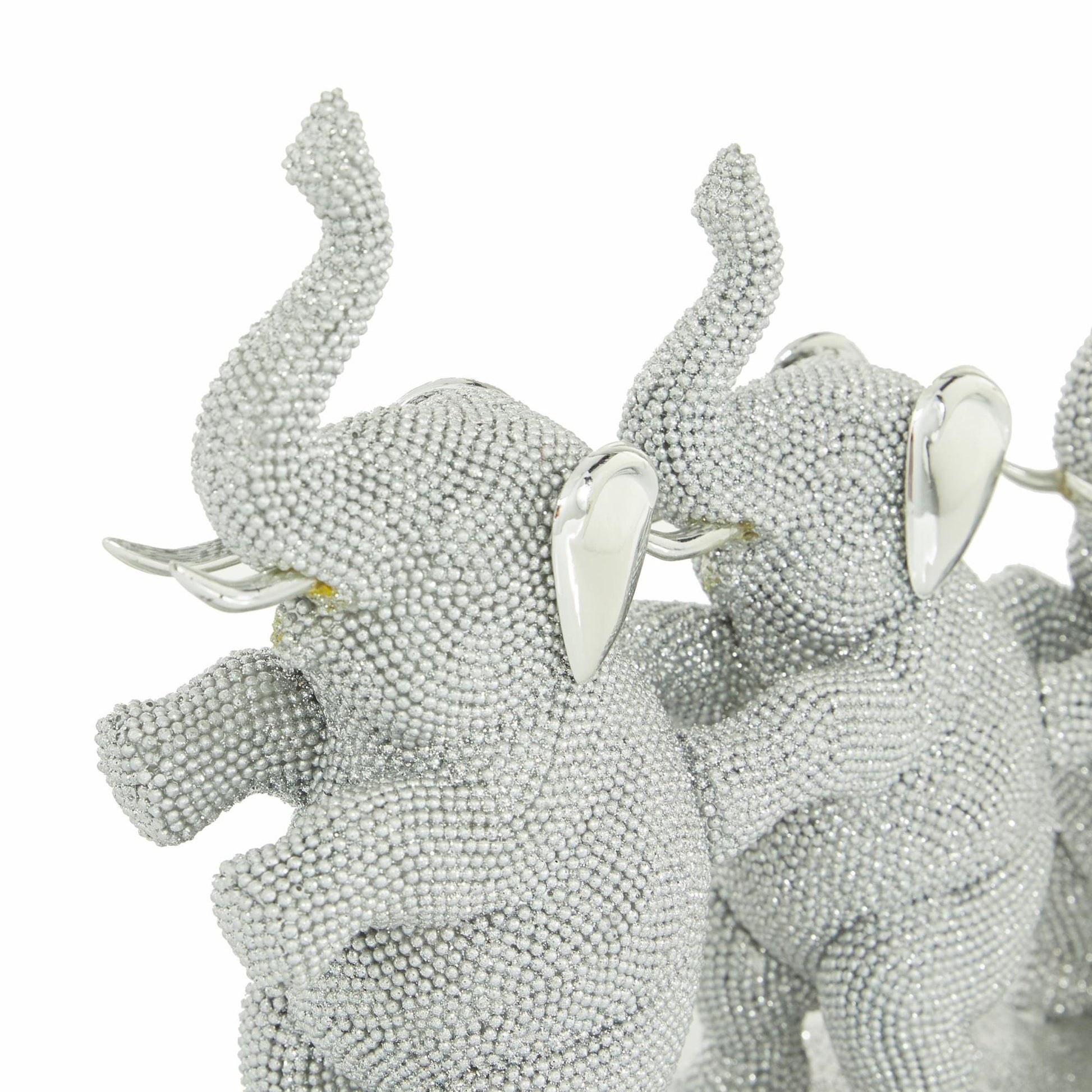 Elephant Silver Polystone Decorative Sculpture