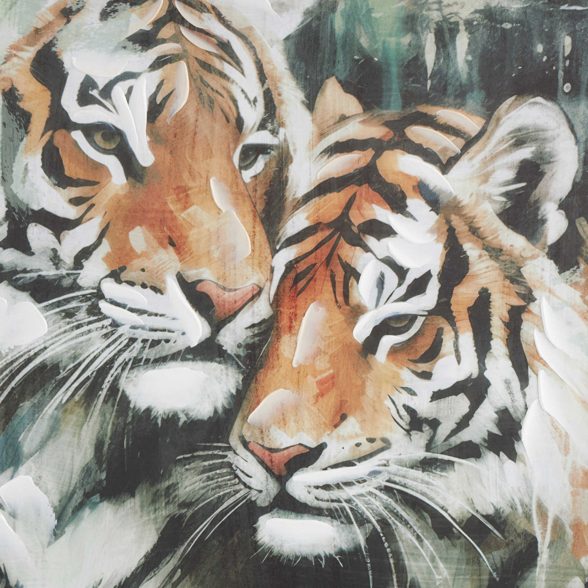 Tiger Multi Colored Canvas Shaded Living Room Framed Wall Art with Green Accents