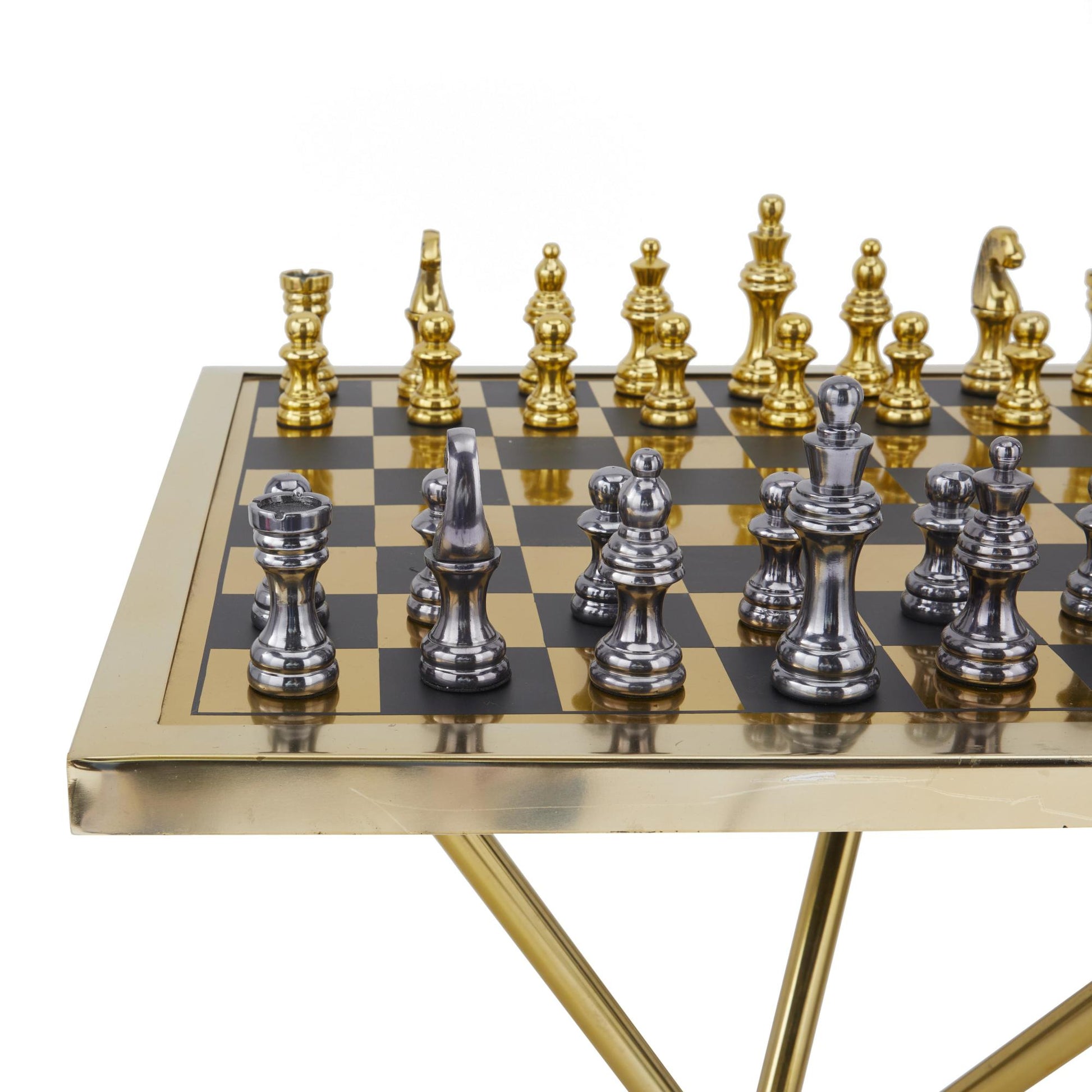 Chess Aluminum Metal Table Home Decor Game Set 22" x 22" x 25"