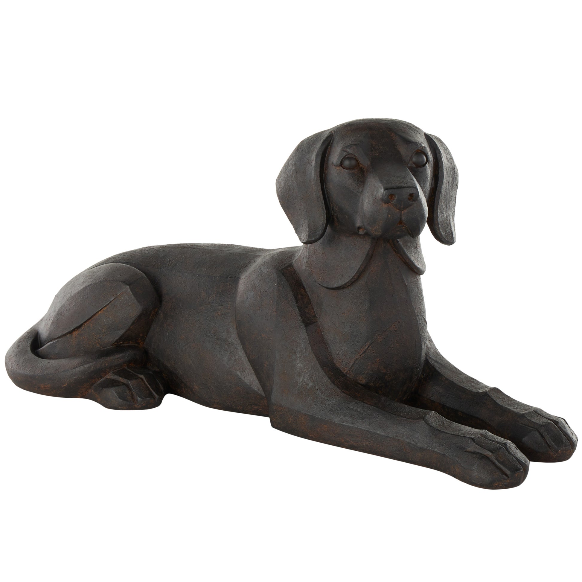 Dog Black Resin Sitting Decorative Sculpture with Copper Shadings