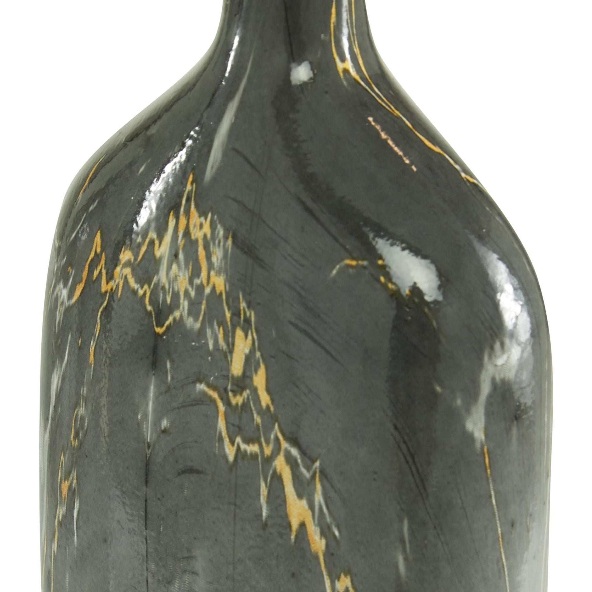 Set of 3 Gray Ceramic Faux Marble Decorative Vase