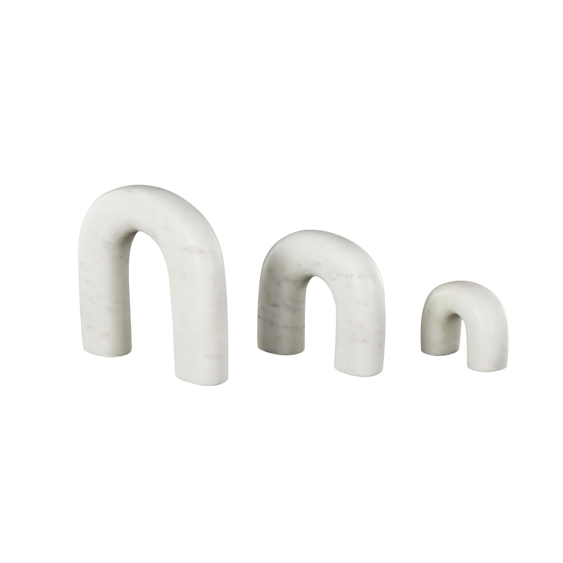 Set of 3 Abstract Marble Arched Decorative Sculpture with Varying Sizes Set of 3 7", 5", 3"H
