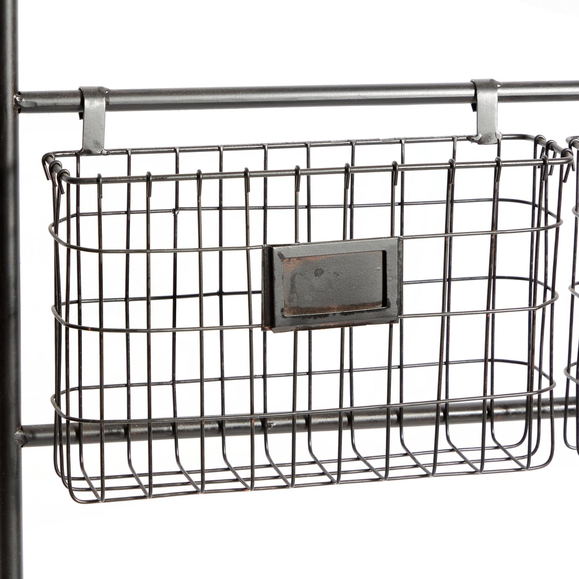 Black Metal Suspended Wire Basket 5 Slot Decorative Magazine Rack Holder with Label Slot