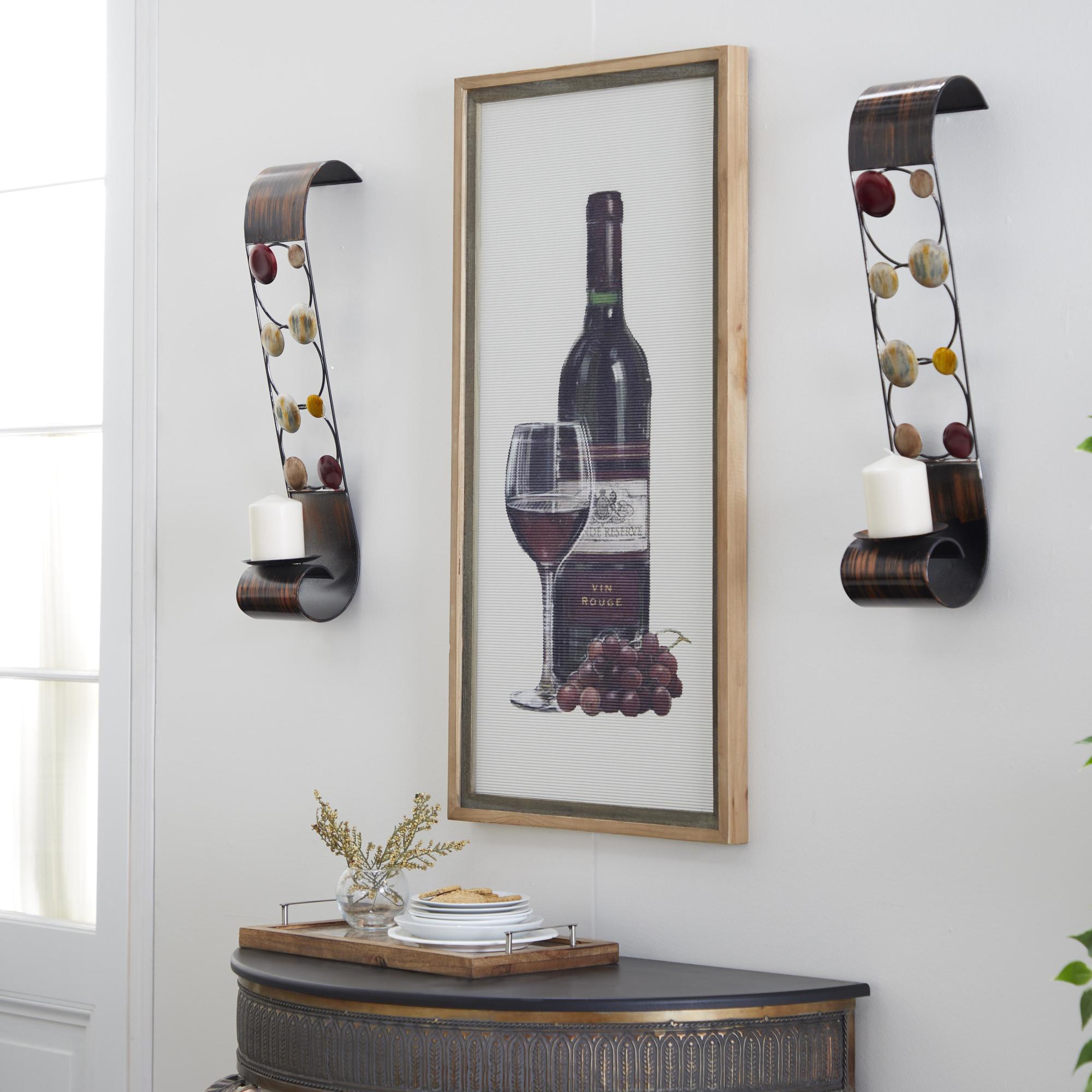 Set of 2 Brown Metal 2 Candle Indoor Outdoor Wall Sconce