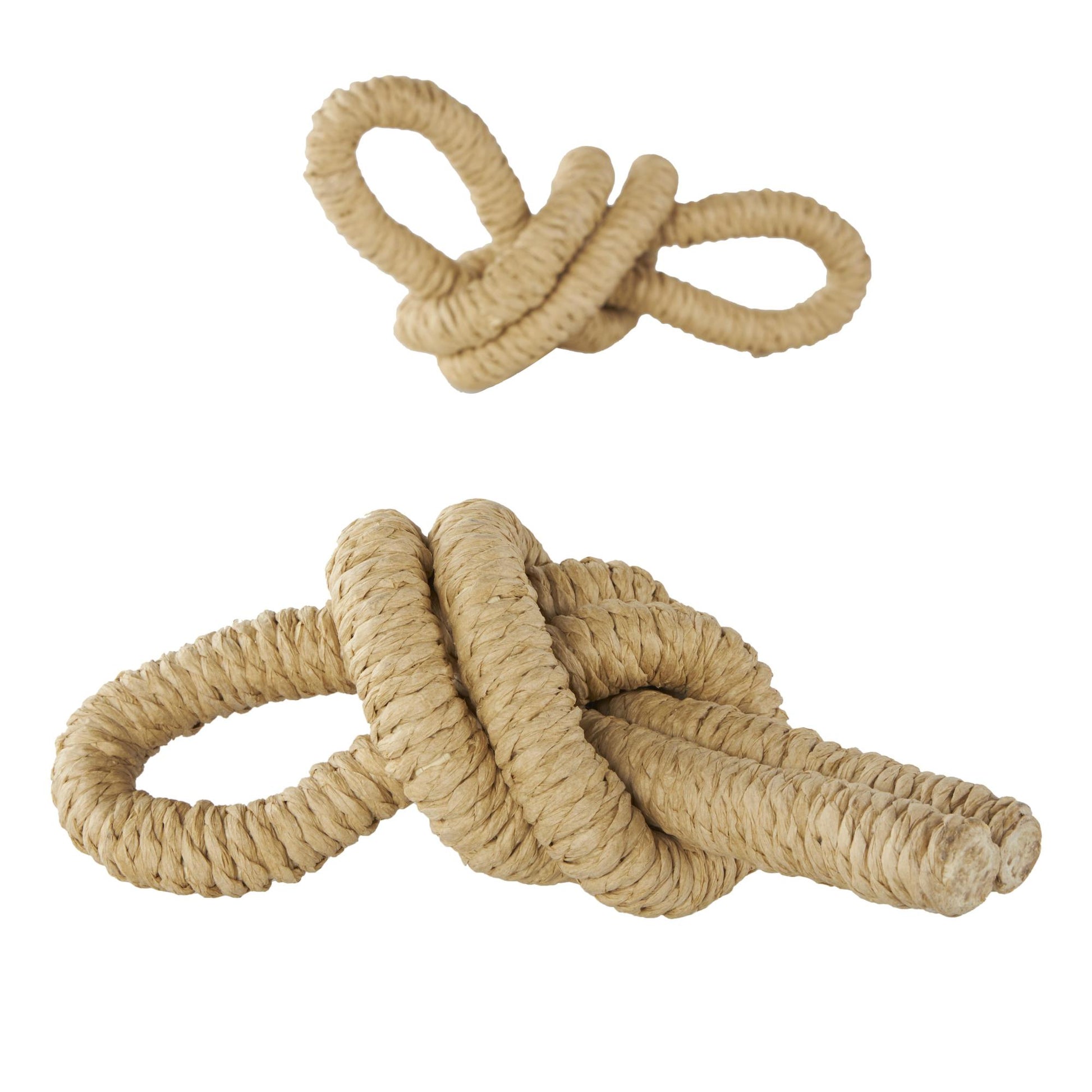 Set of 2 Knot Brown Paper Woven Decorative Sculpture