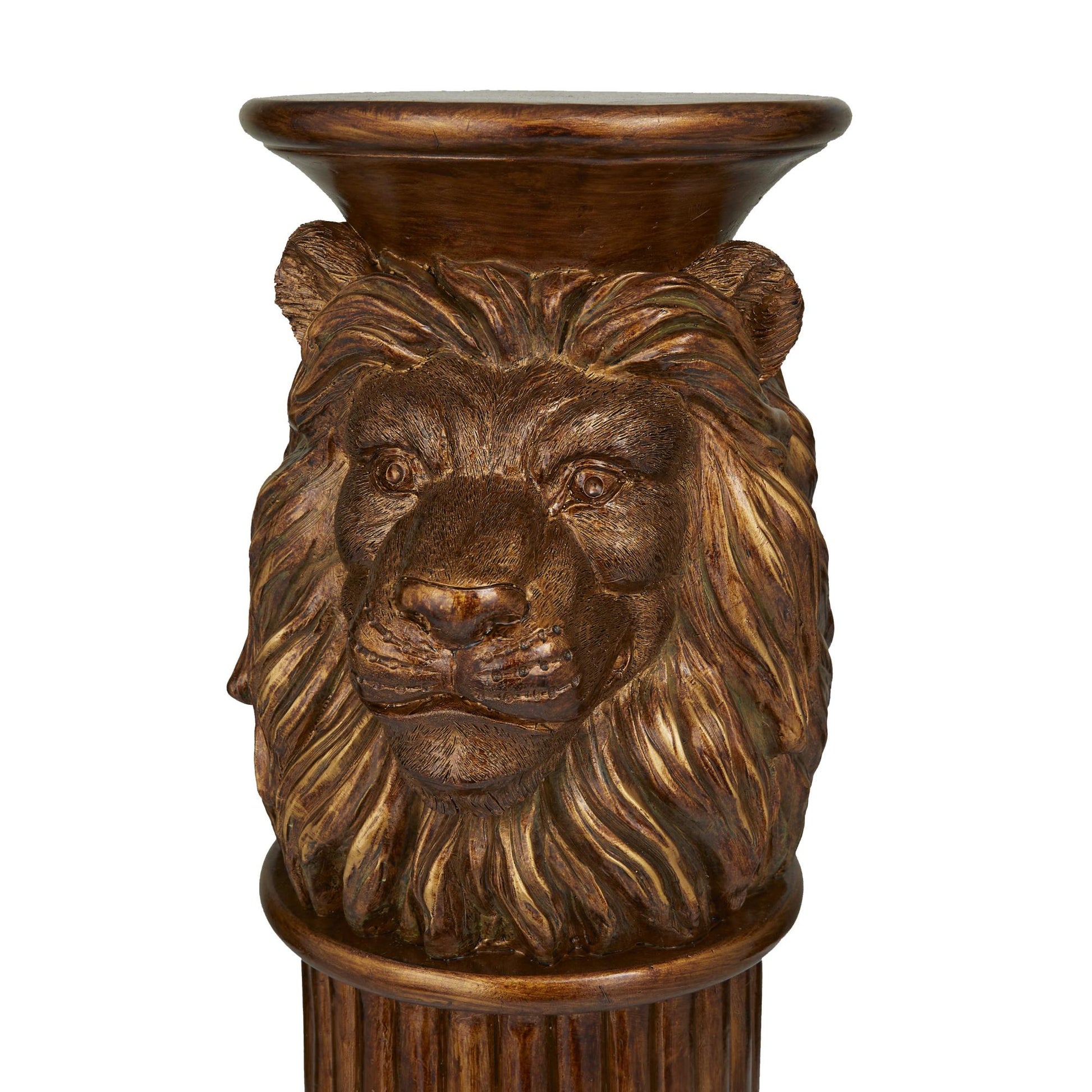 Lion Bronze Polystone Side End Pedestal Table