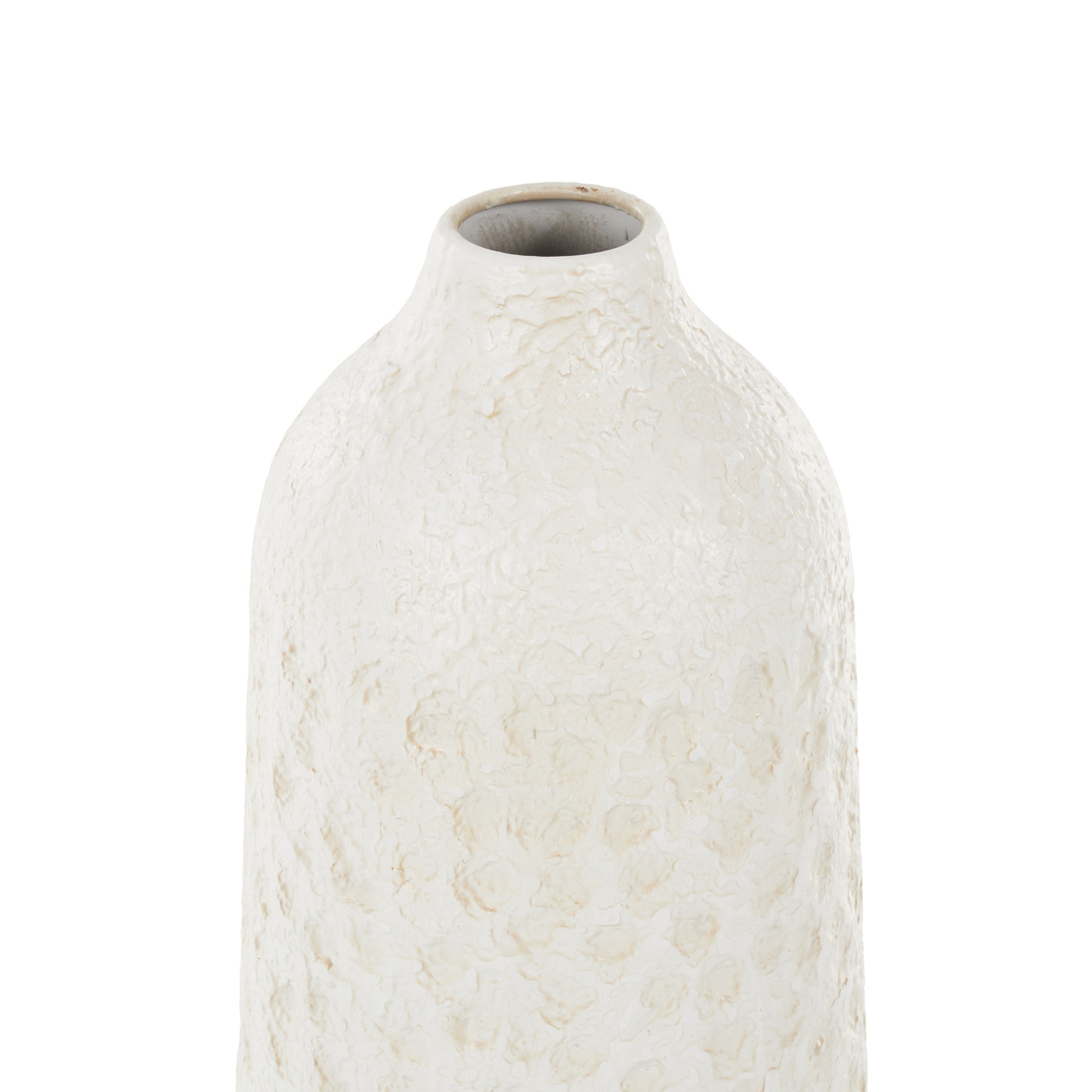 Set of 3 White Metal Textured Decorative Vase with Honeycomb Pattern