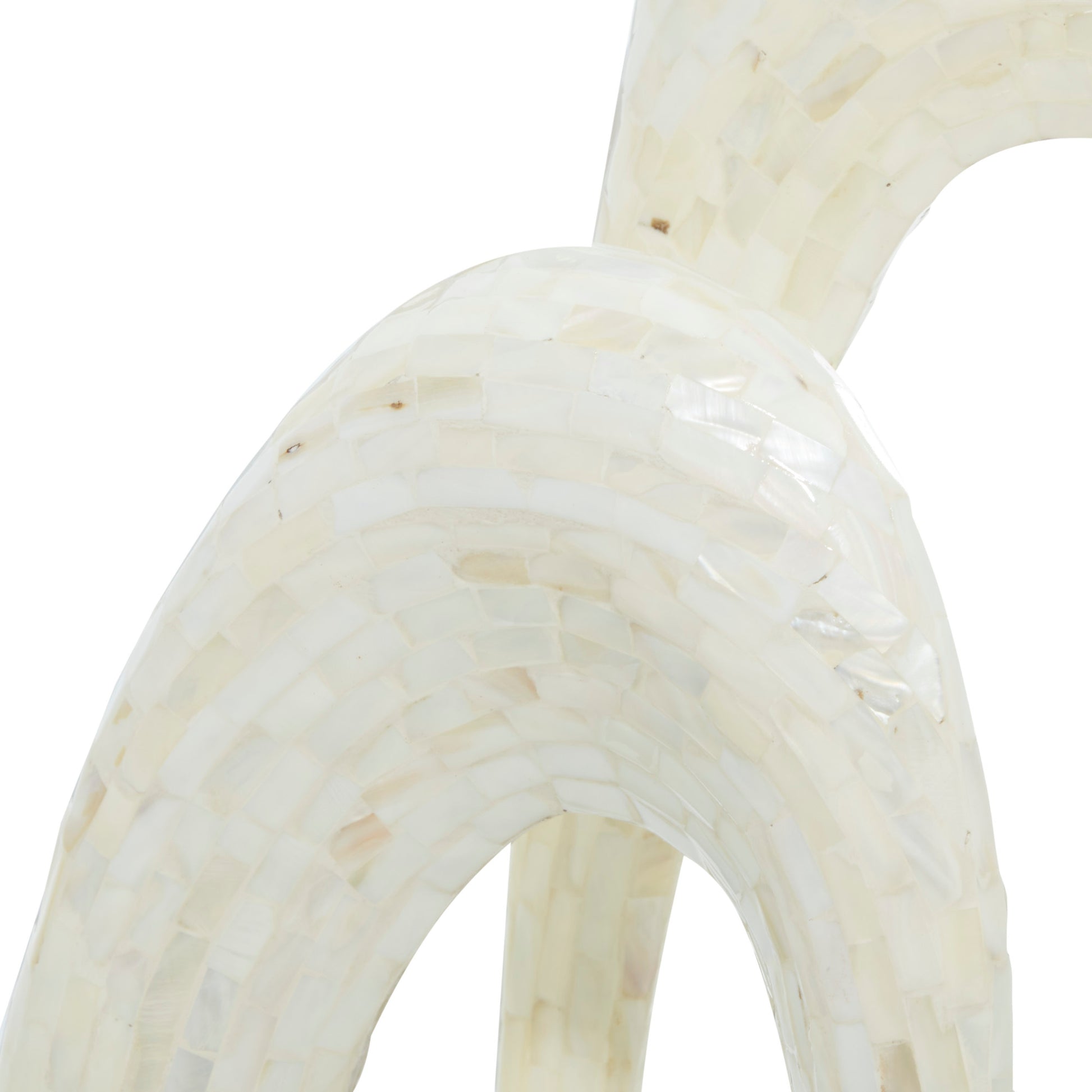 Abstract Mother of Pearl Shell Swirl Decorative Sculpture with Black Base