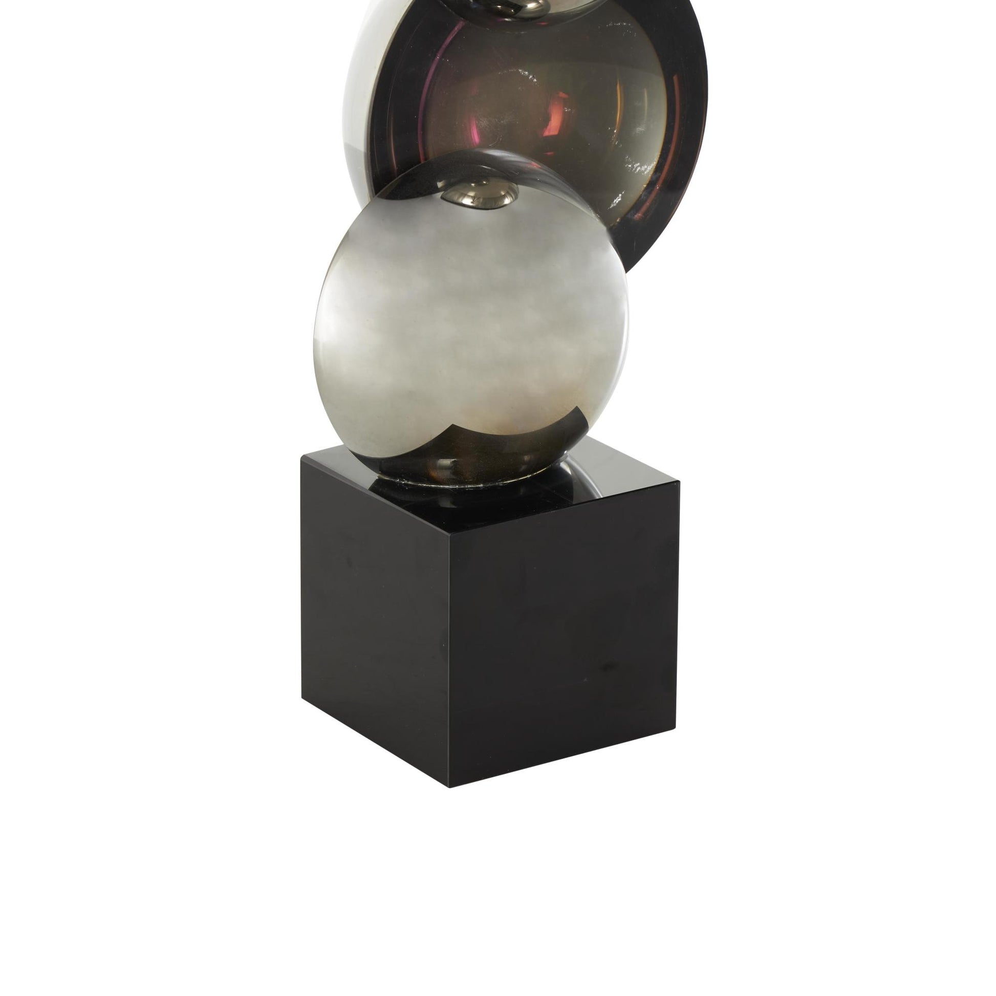 Abstract Glass Stacked Orb Decorative Sculpture with Black Base