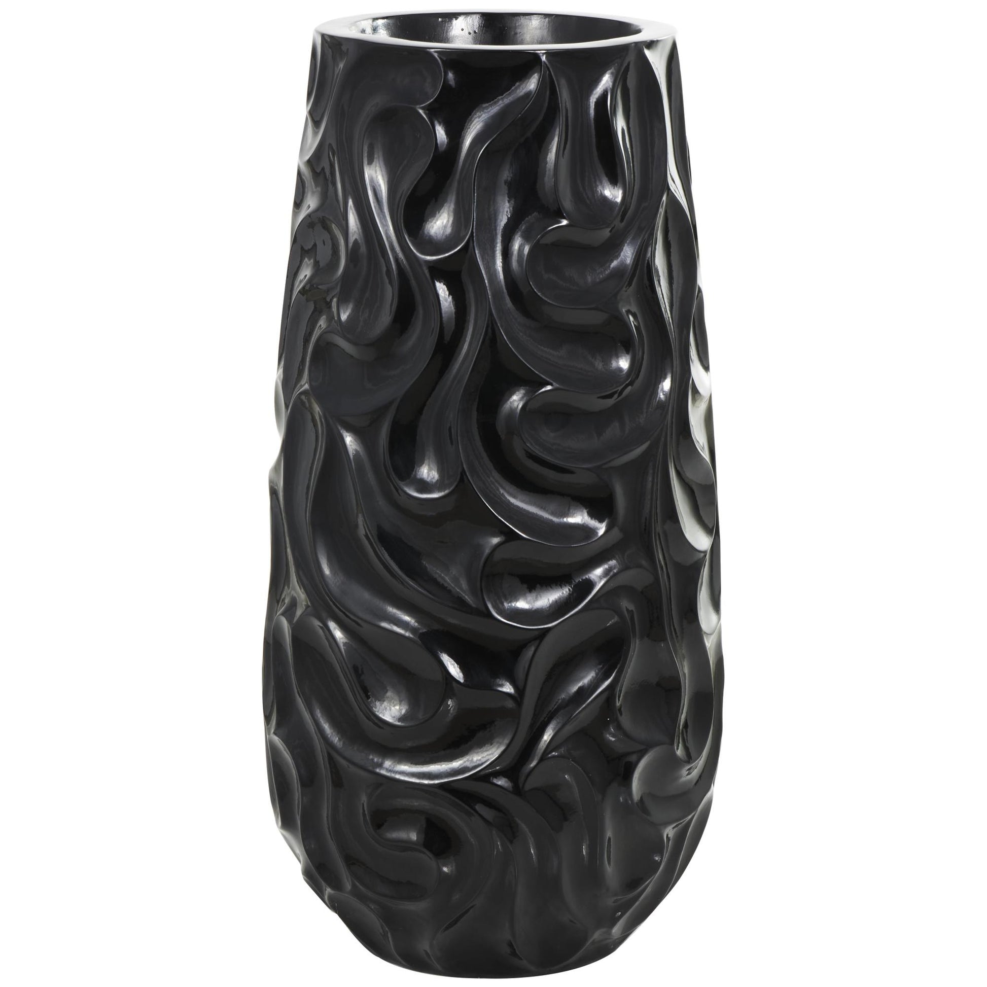 Resin Large Wavy Textured Floor Decorative Vase