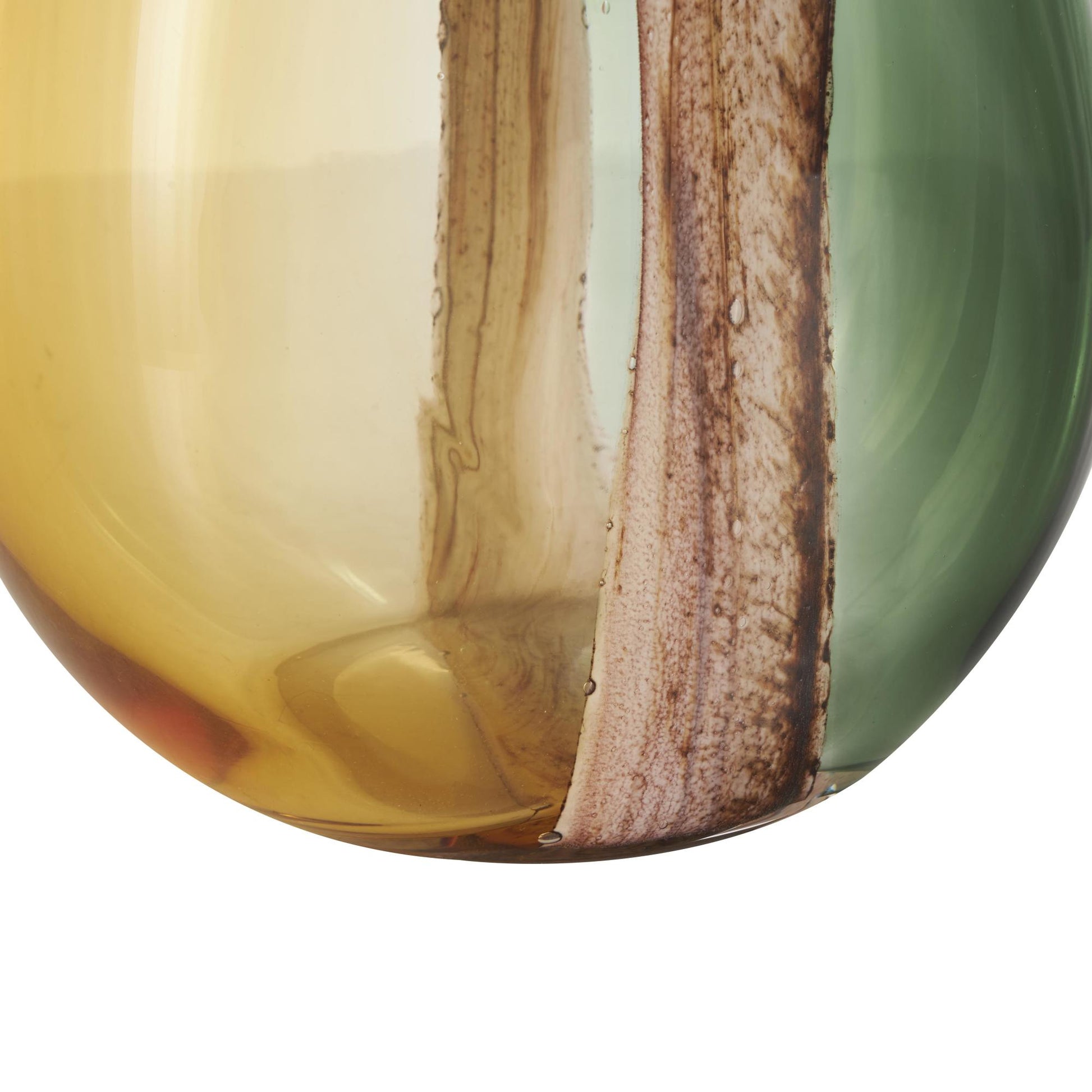 Multi Colored Glass Ombre Decorative Vase with Pink Textured Stripe Details