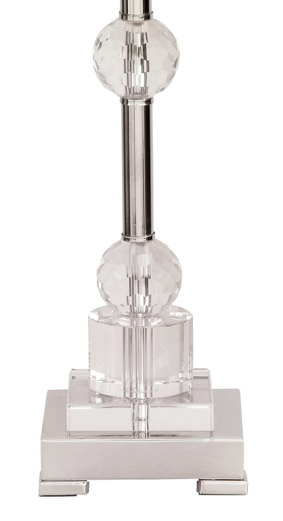 Silver Glass Room Table Lamp with Crystal Embellishments