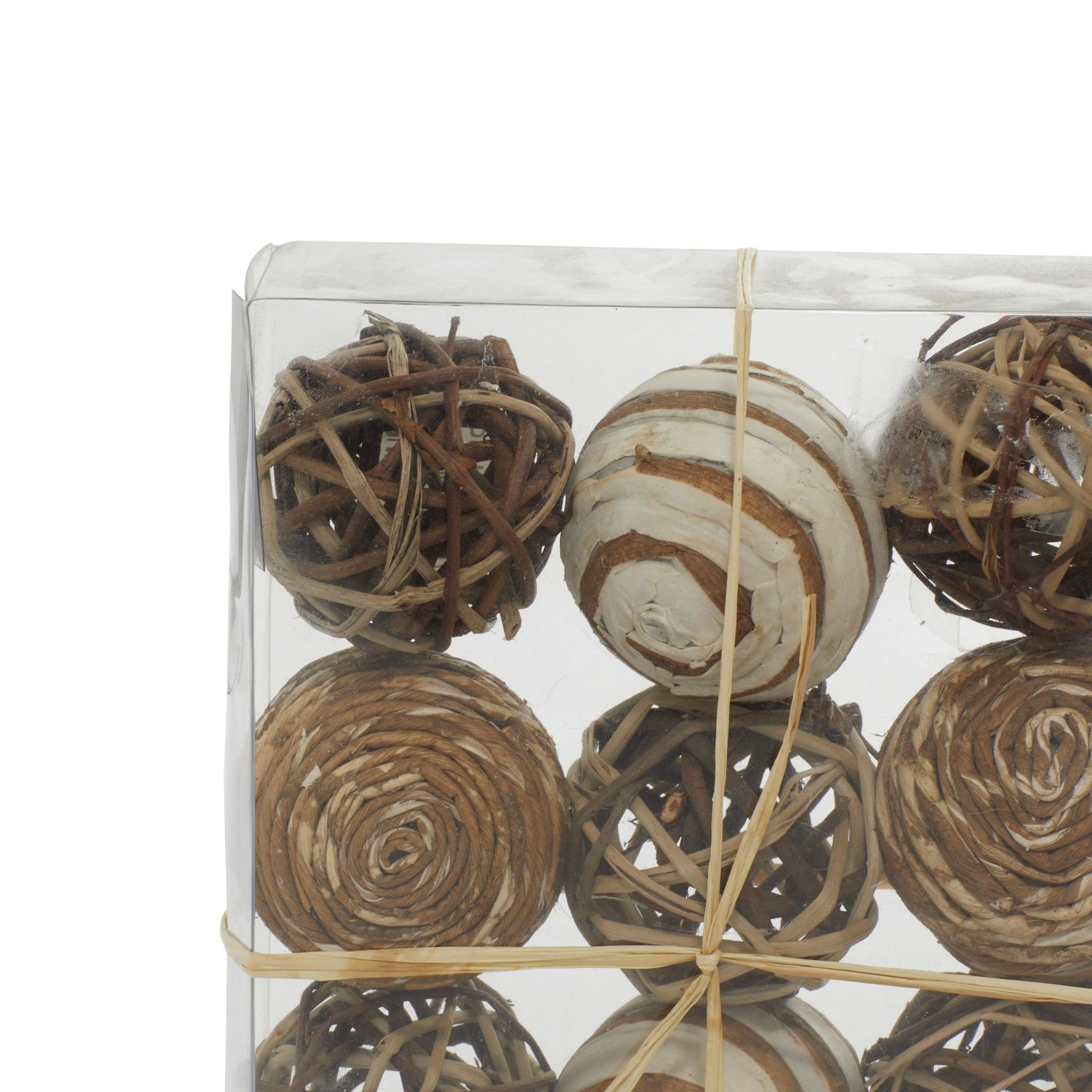 Set of 2 Brown Dried Plant Handmade Decorative Orbs & Vase Filler with Varying Designs