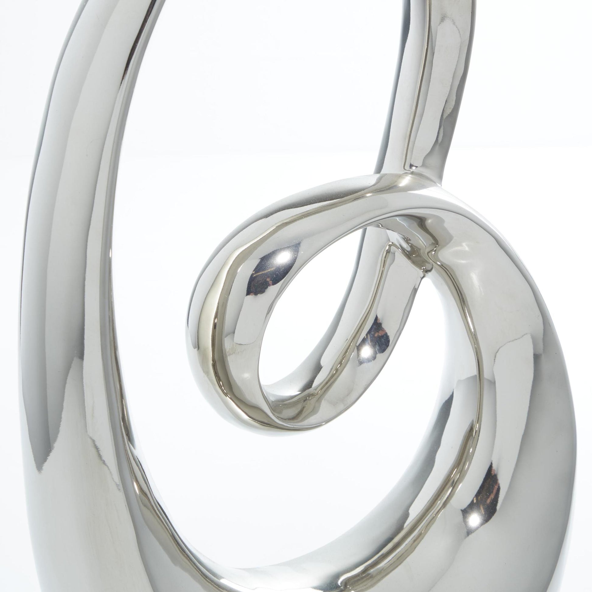 Abstract Ceramic Swirl Decorative Sculpture with Black Wooden Base