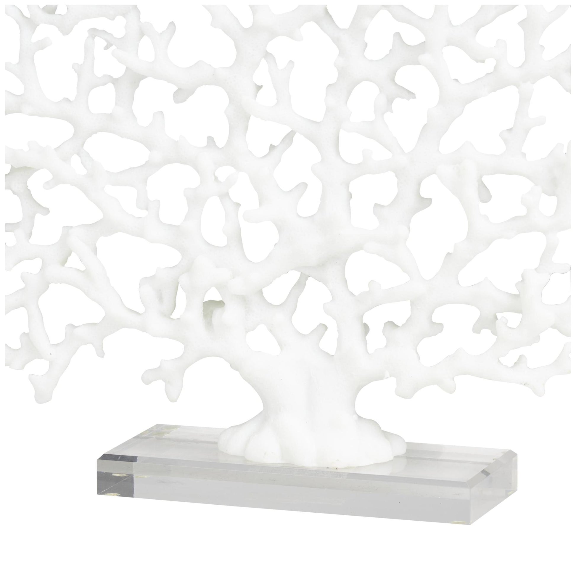 Coral Resin Decorative Sculpture with Clear Resin Base