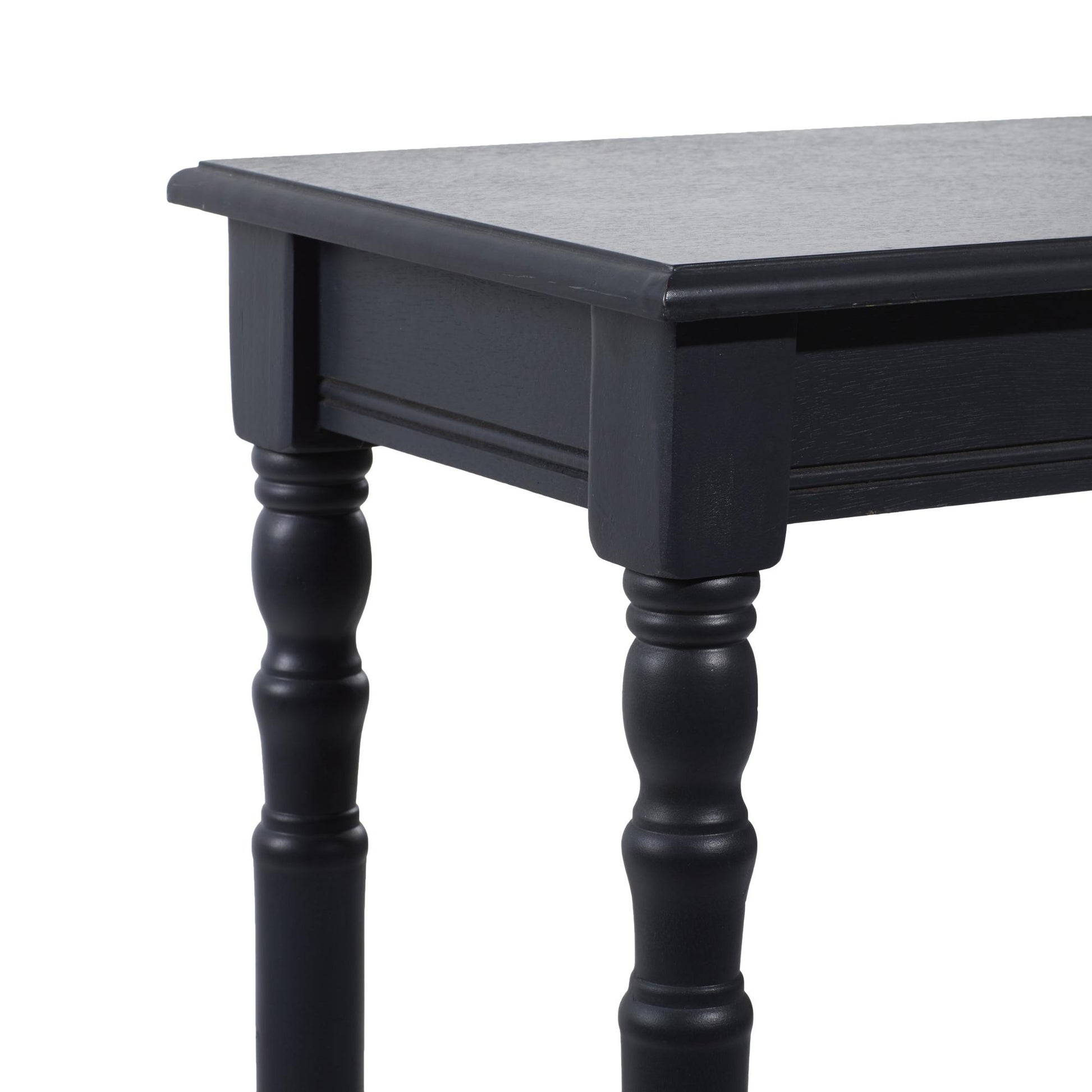 Black Wood Slim Turned Living Room Console Table