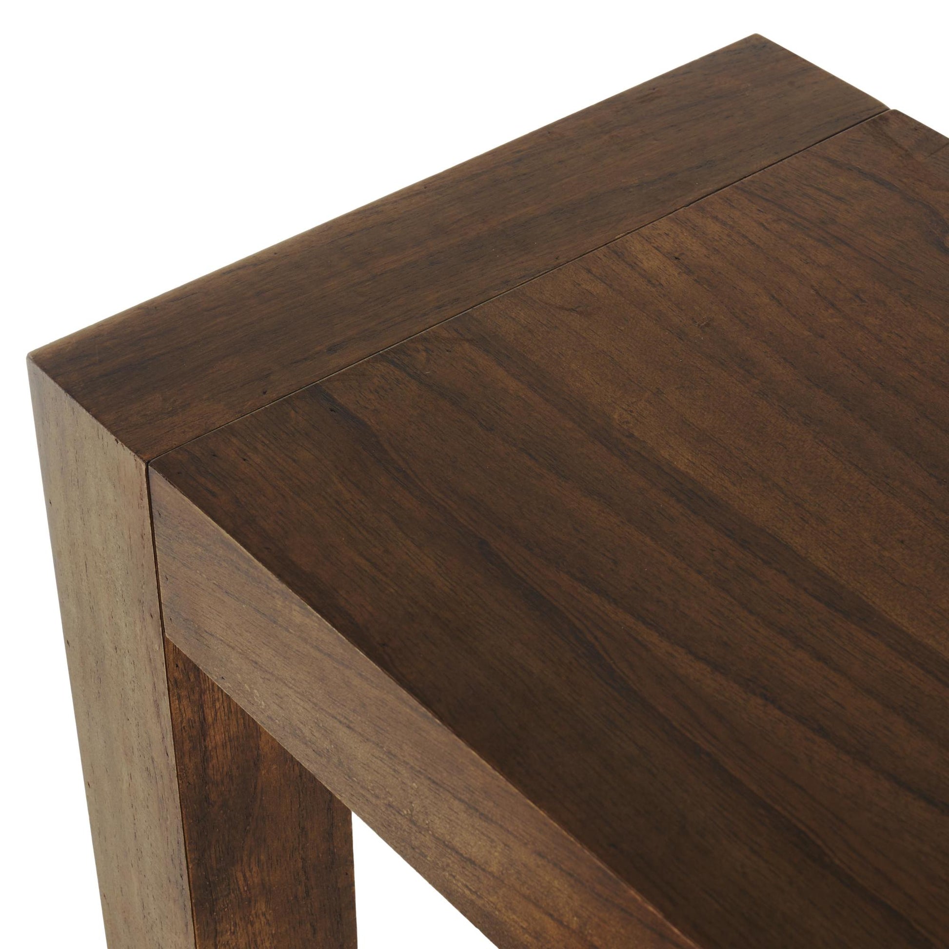 Set of 2 Brown Wood Rectangular Living Room Console Table with Bench