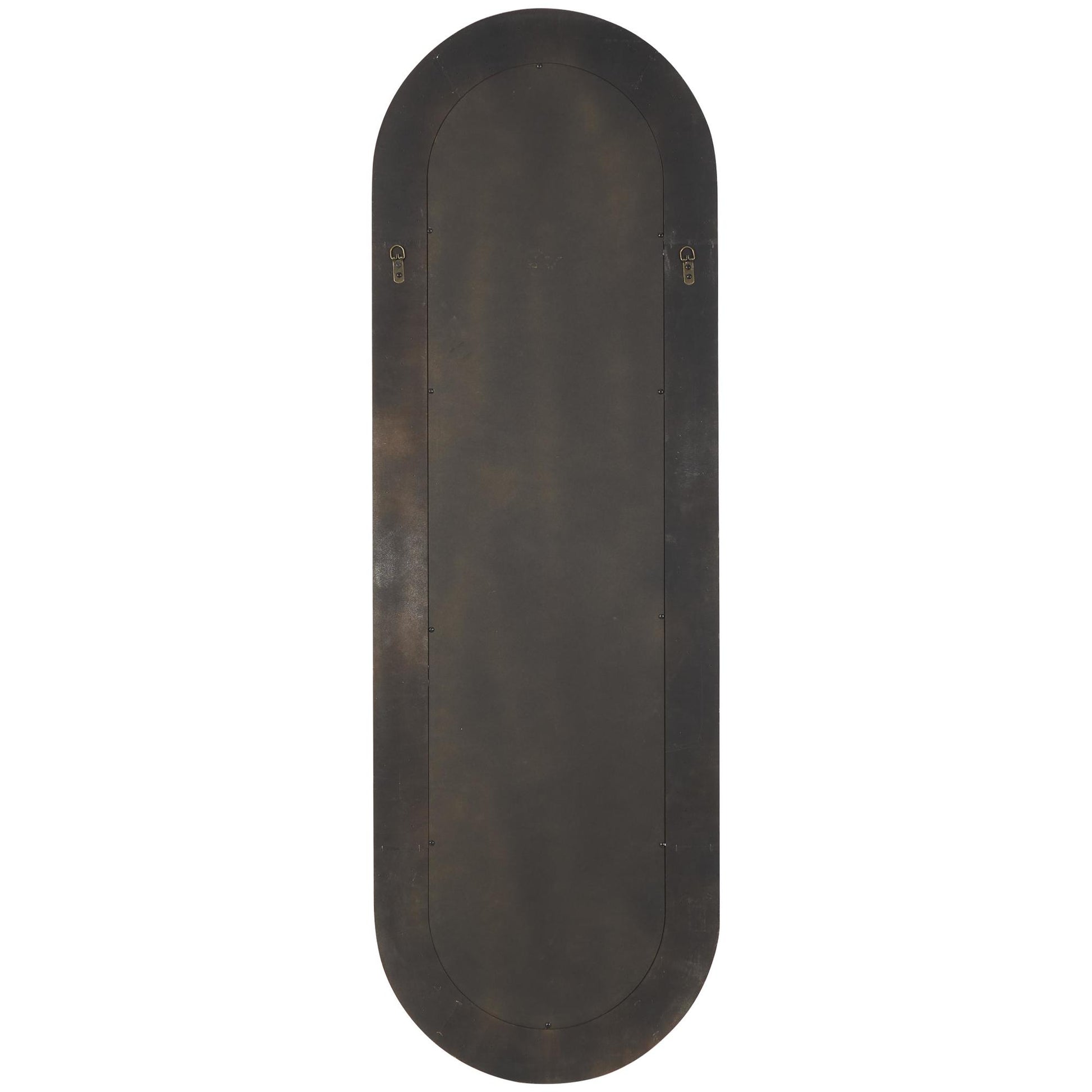Wooden Ribbed Oval Room Wall Mirror with Brown Accents