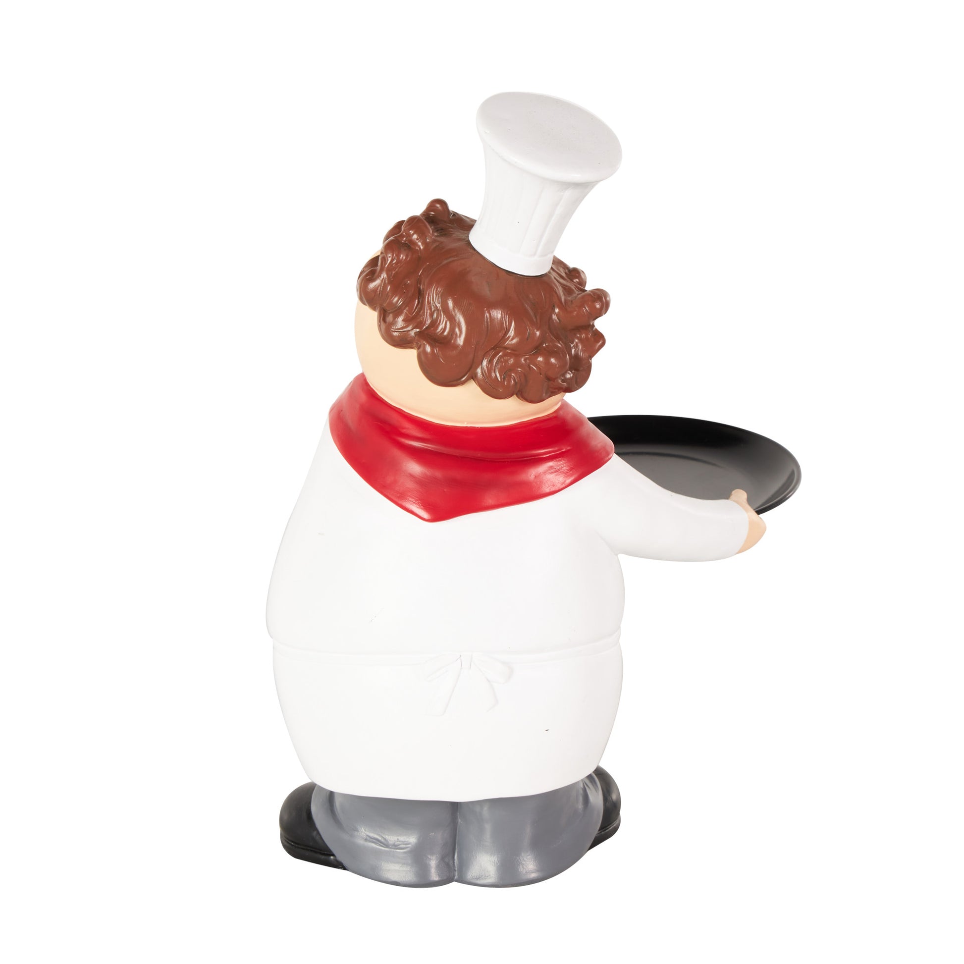 Chef White Polystone Kitchen Decorative Figurine Decorative Sculpture with Black Tray