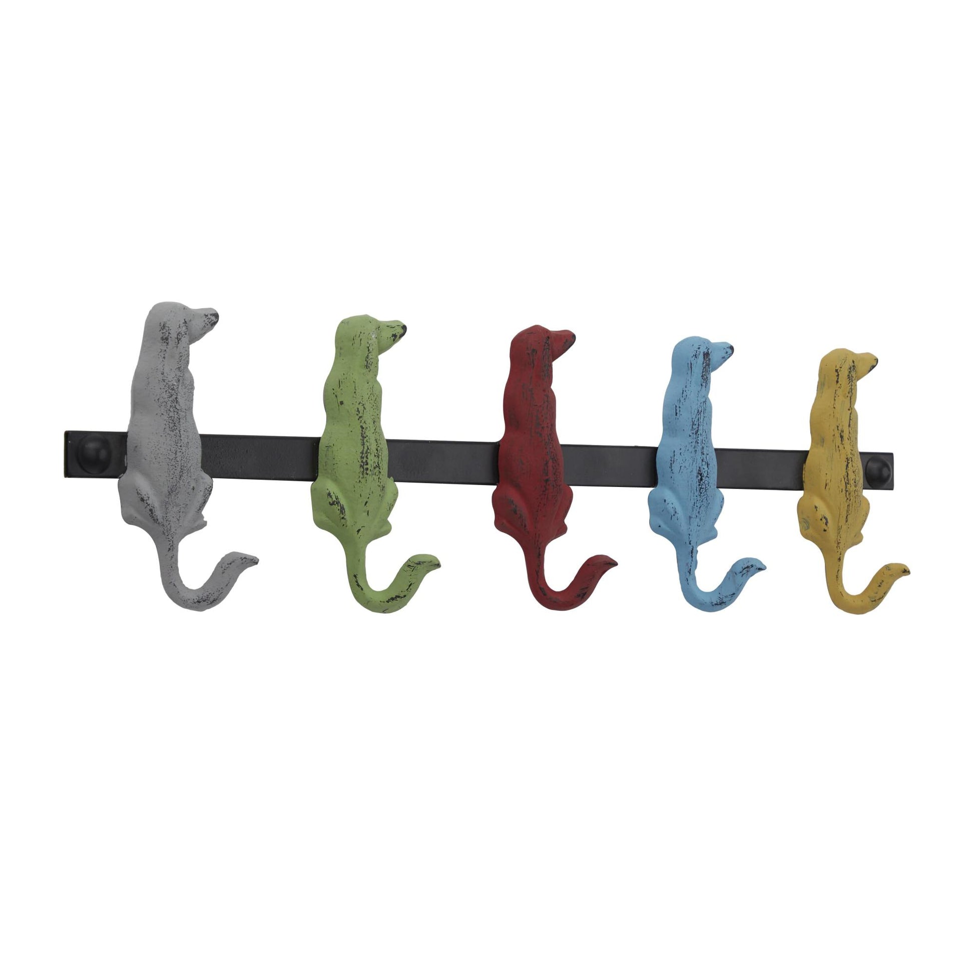 Dog Multi Colored Metal 5 Hanger Home Wall Hook
