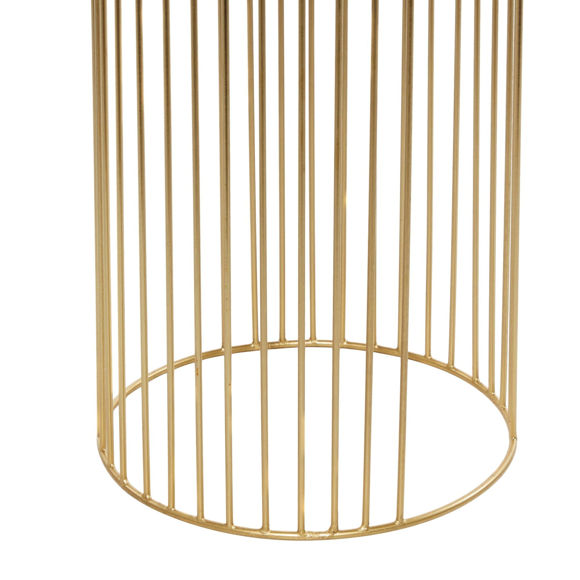 Set of 3 Gold Metal Deep Recessed Dome Indoor Outdoor Planter with Elevated Caged Stand